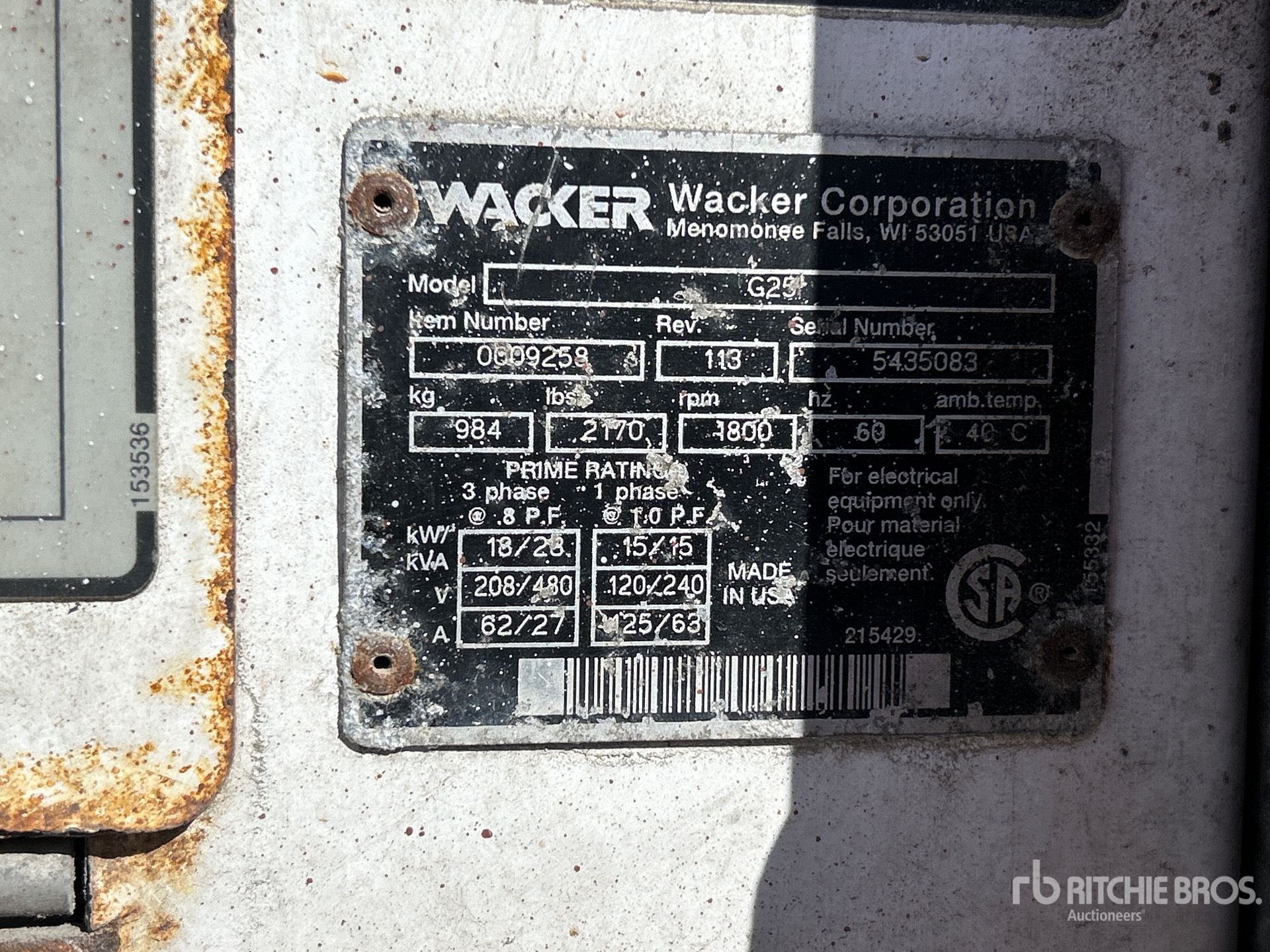 General Appearance with Serial Number / VIN