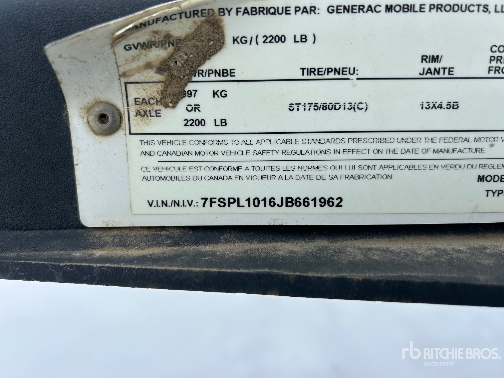 General Appearance with Serial Number / VIN