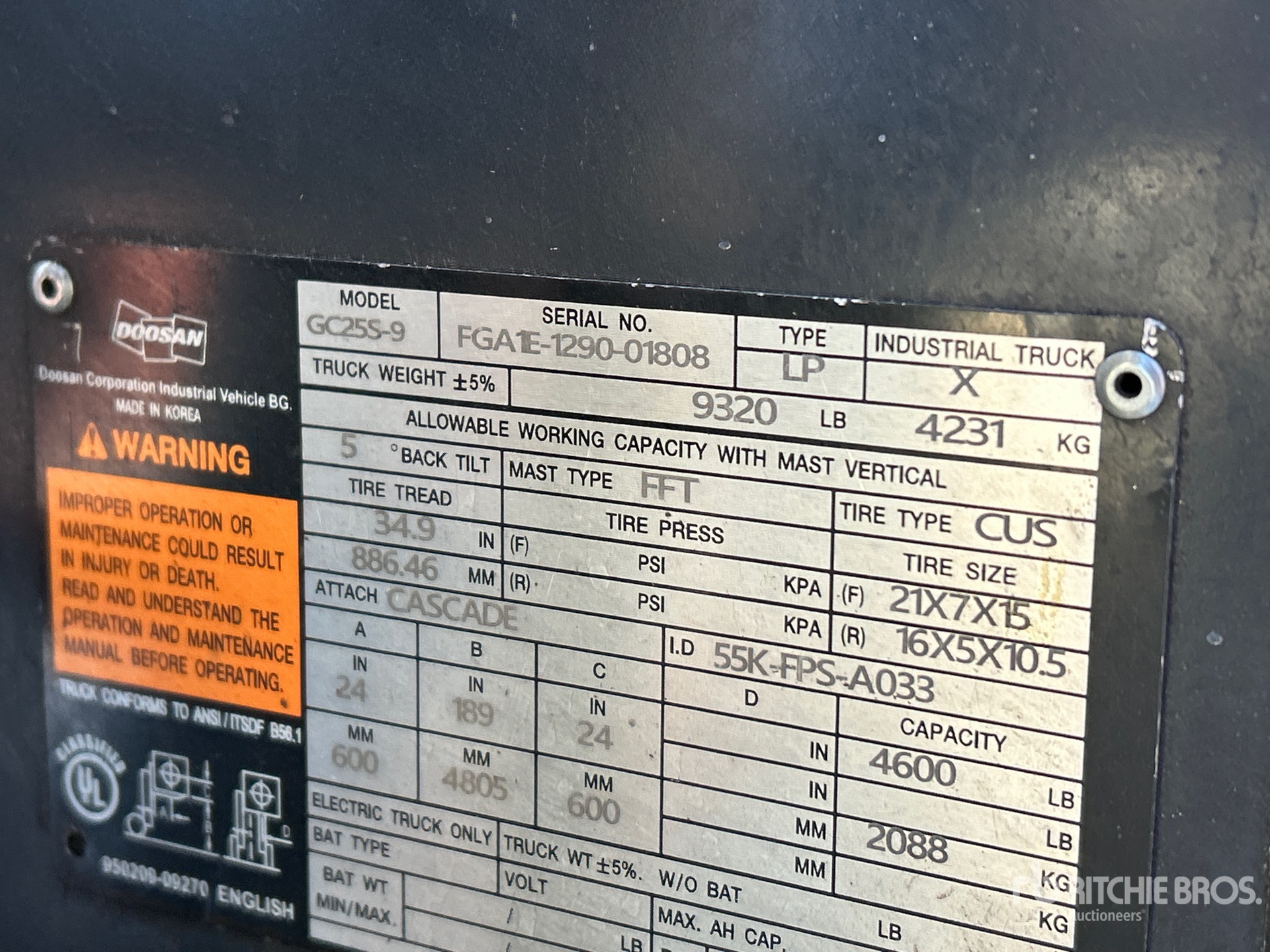 General Appearance with Serial Number / VIN