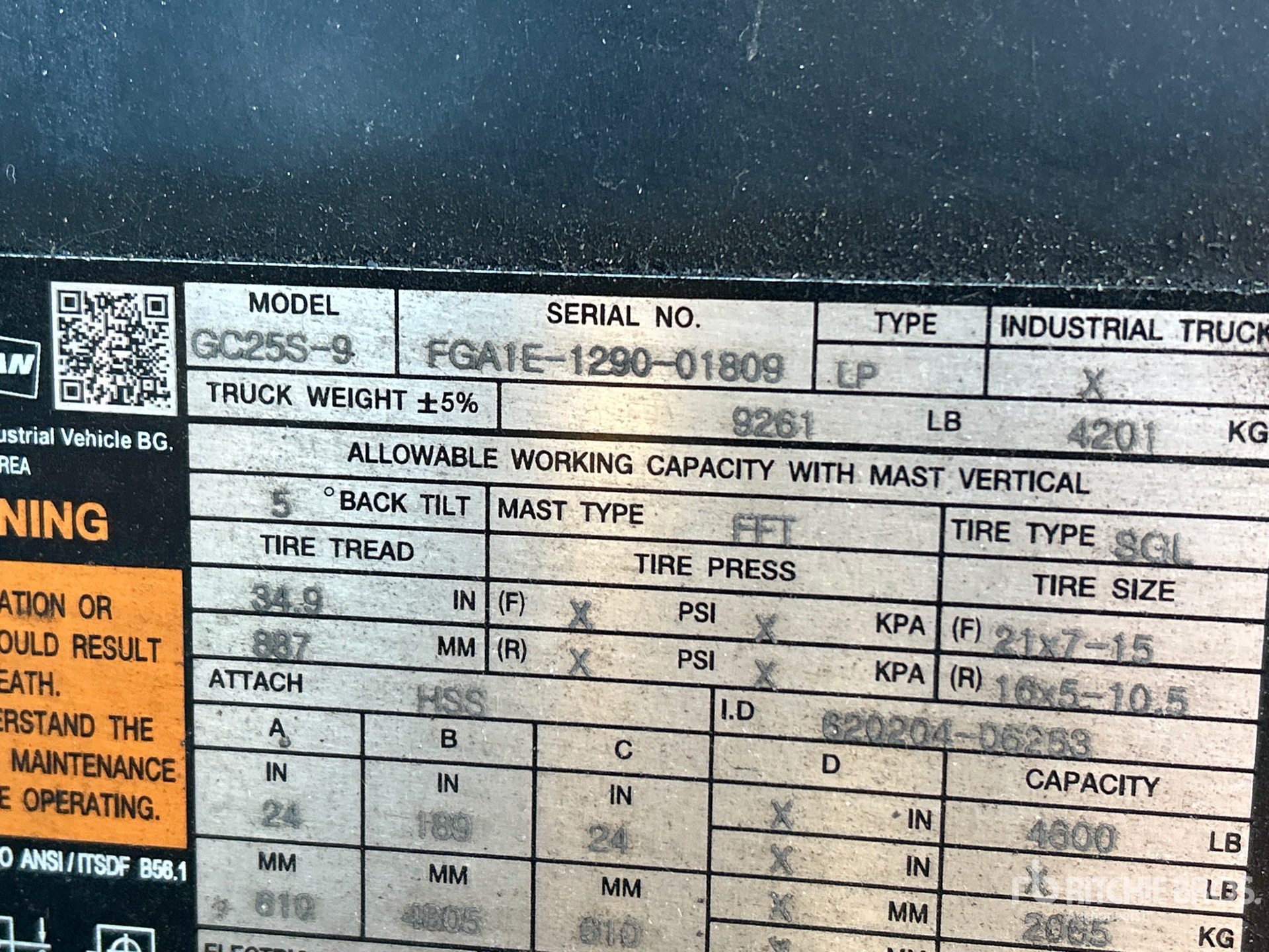 General Appearance with Serial Number / VIN