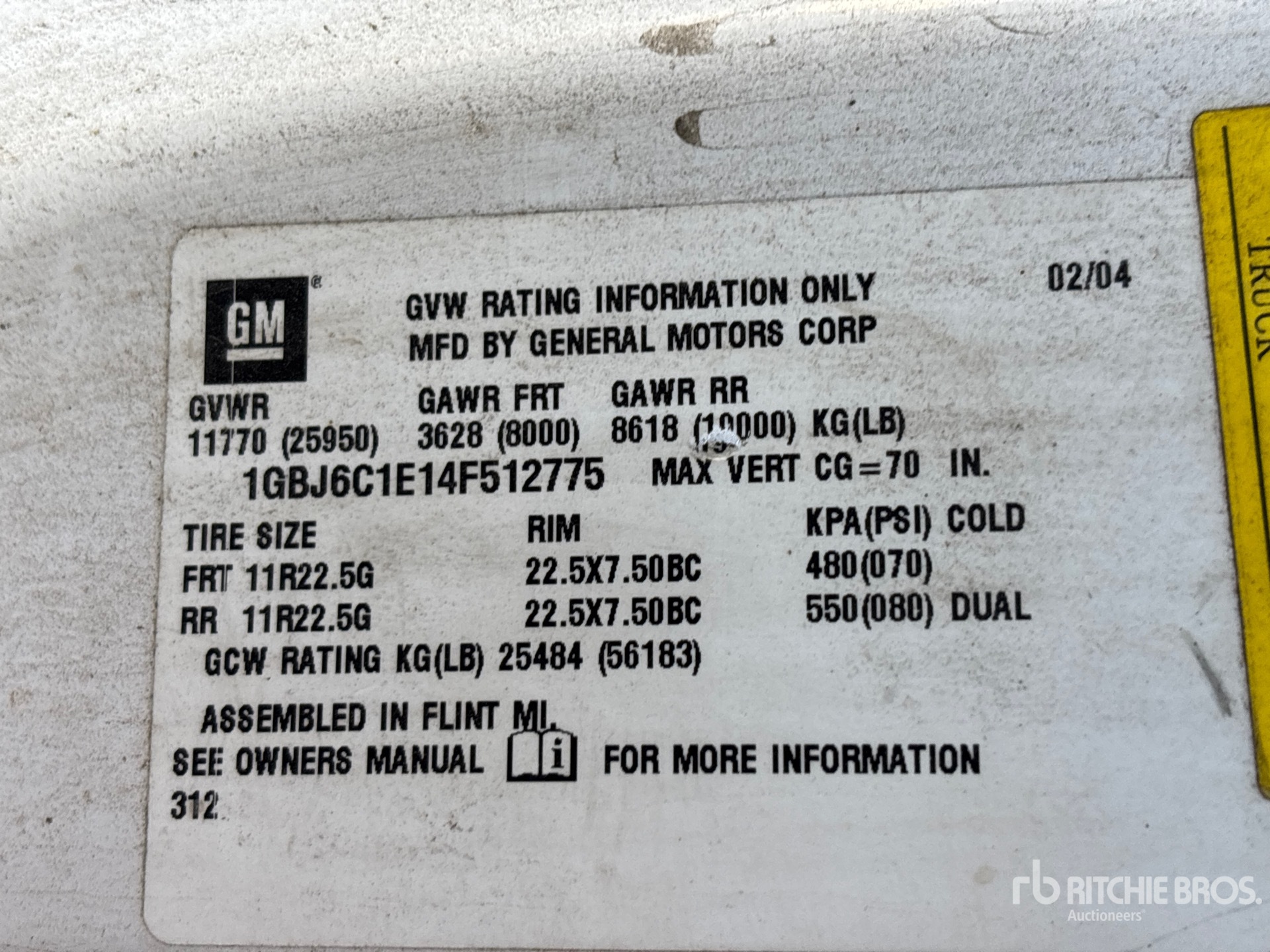 General Appearance with Serial Number / VIN