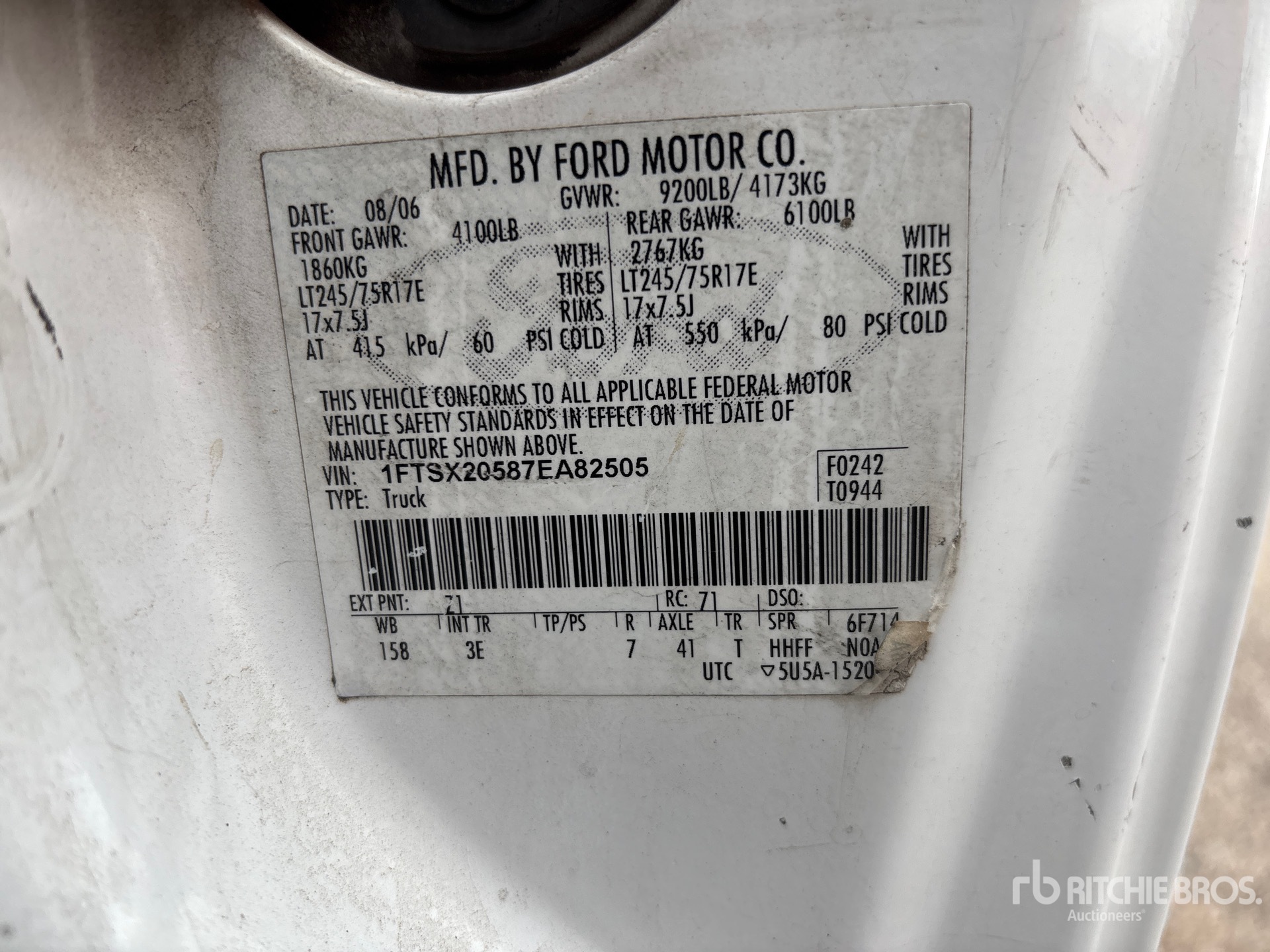 General Appearance with Serial Number / VIN