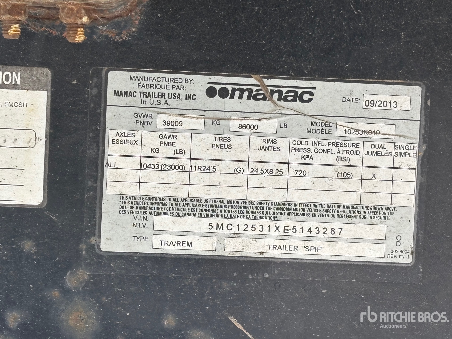 General Appearance with N.º de serie/VIN