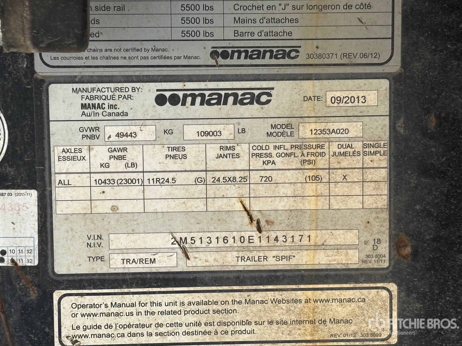 General Appearance with Serial Number / VIN