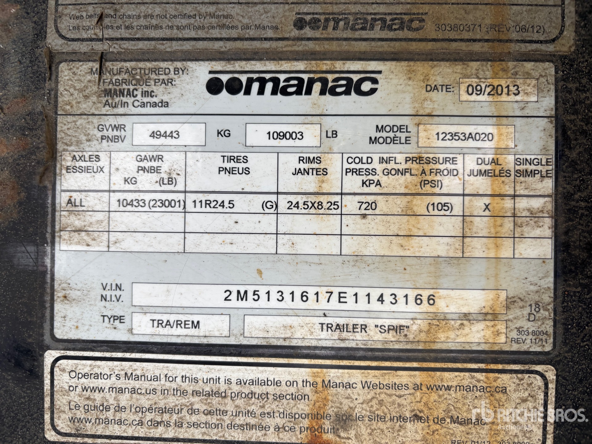 General Appearance with Serial Number / VIN