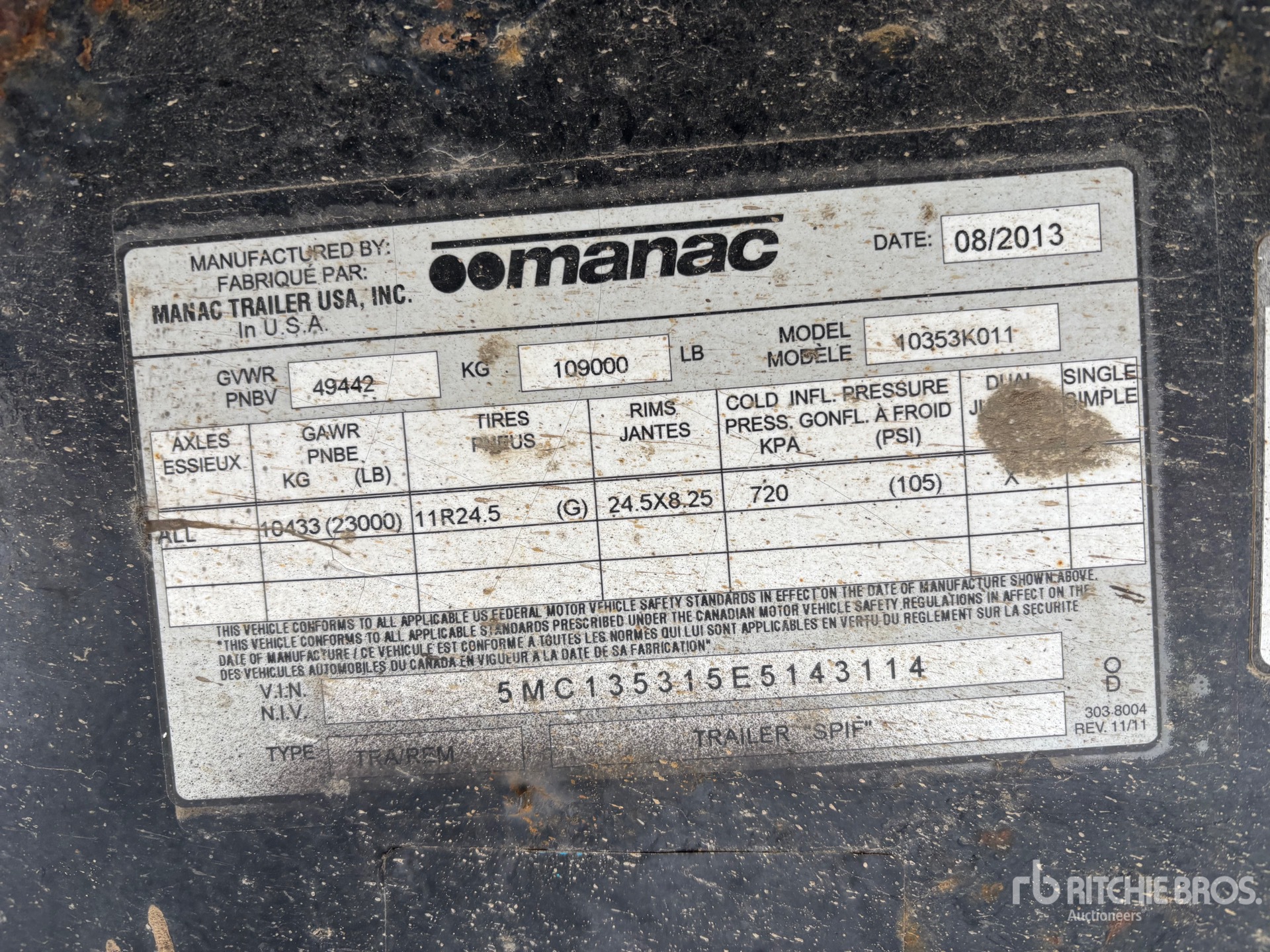 General Appearance with Serial Number / VIN