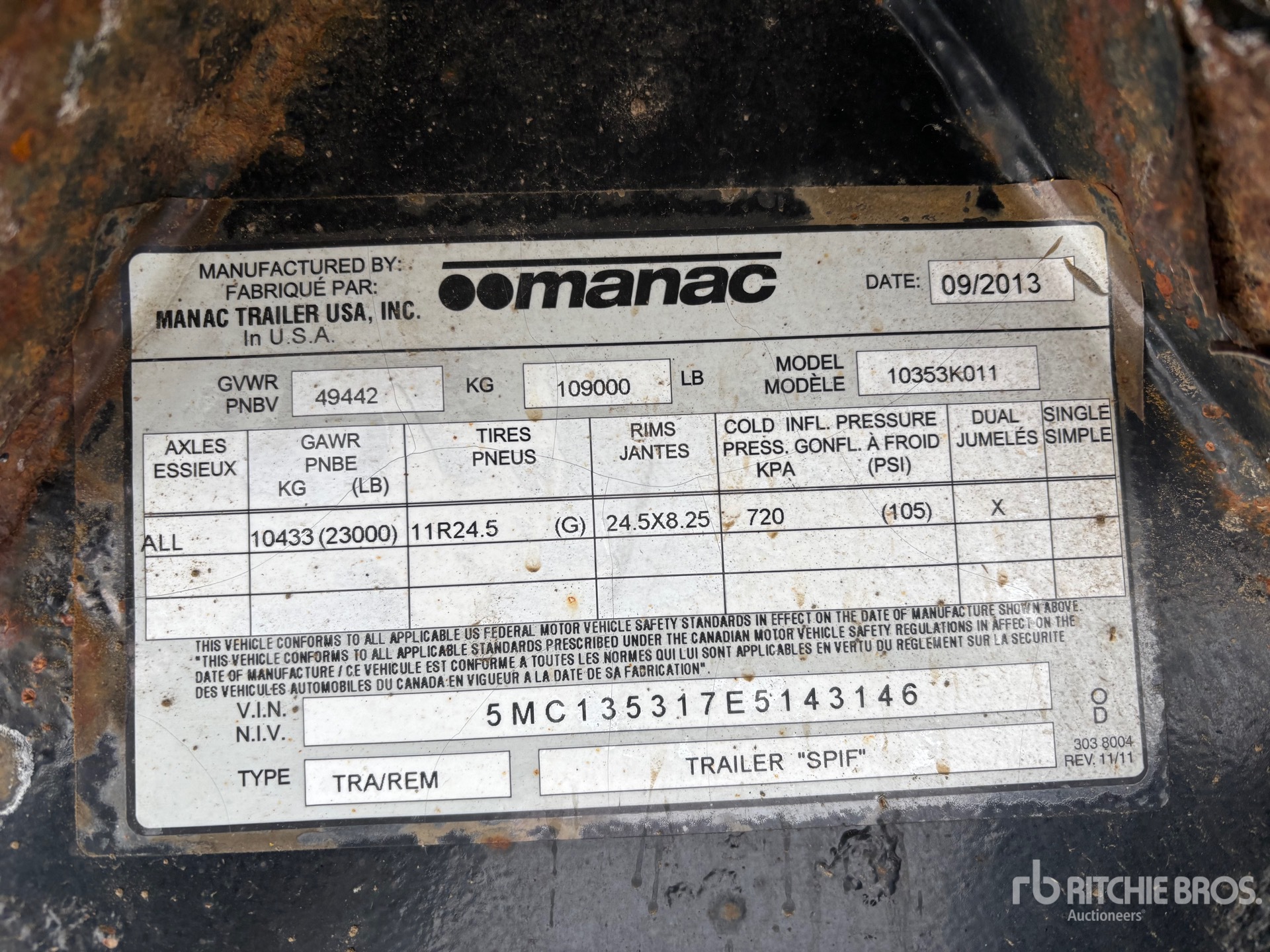 General Appearance with Serial Number / VIN