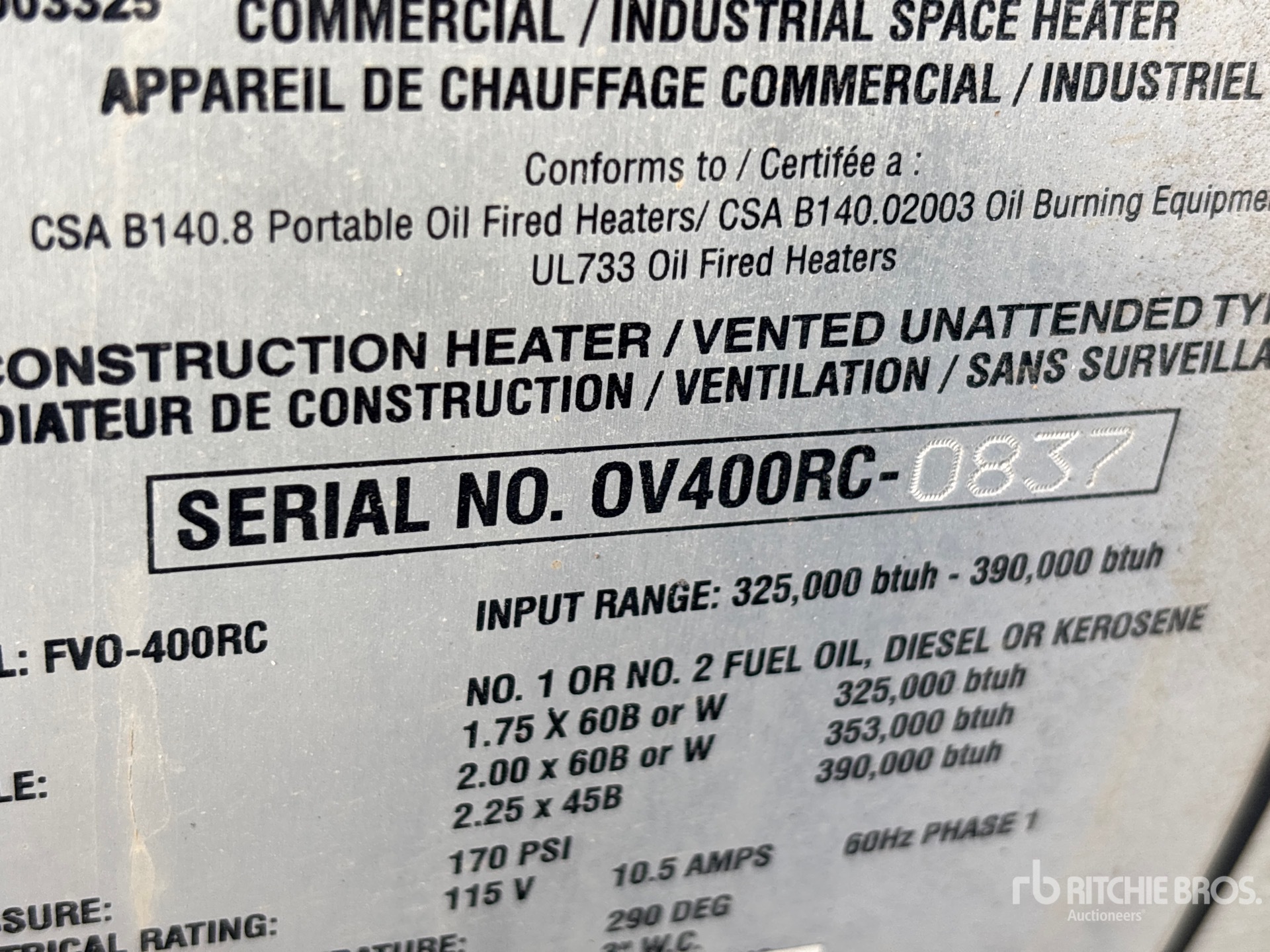 General Appearance with Serial Number / VIN