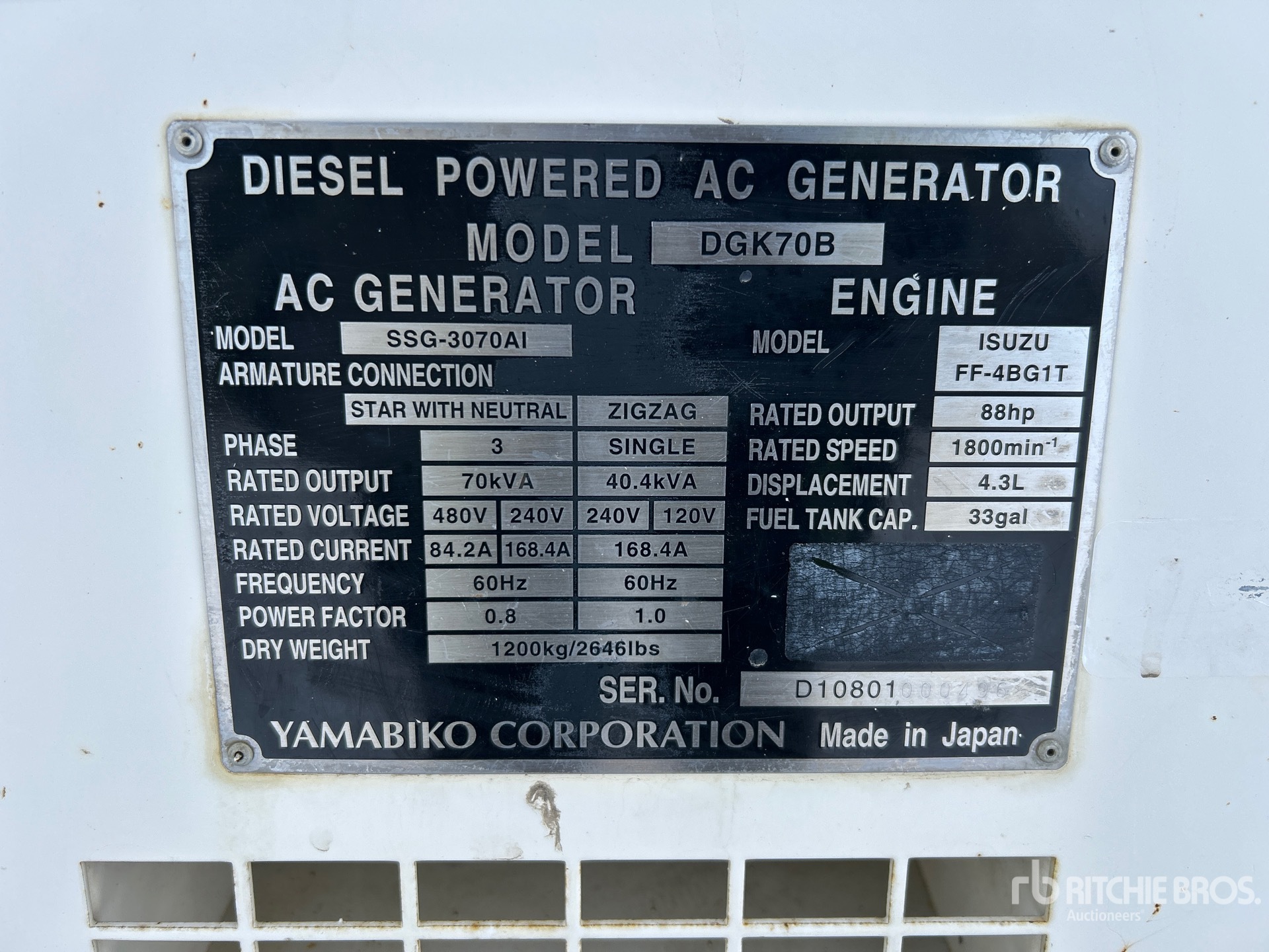 General Appearance with N.º de serie/VIN