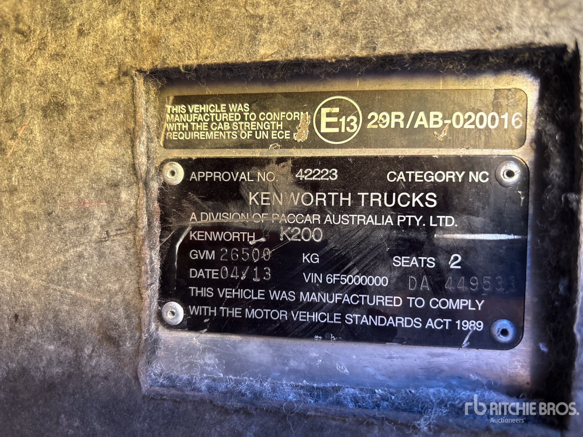 General Appearance with Serial Number / VIN