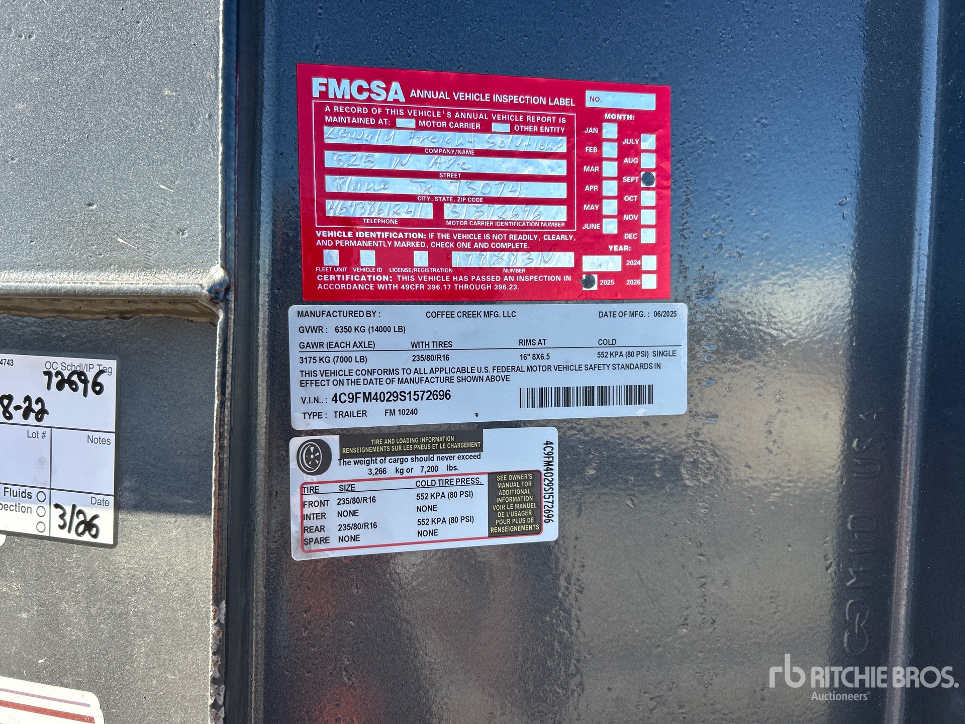 General Appearance with Serial Number / VIN