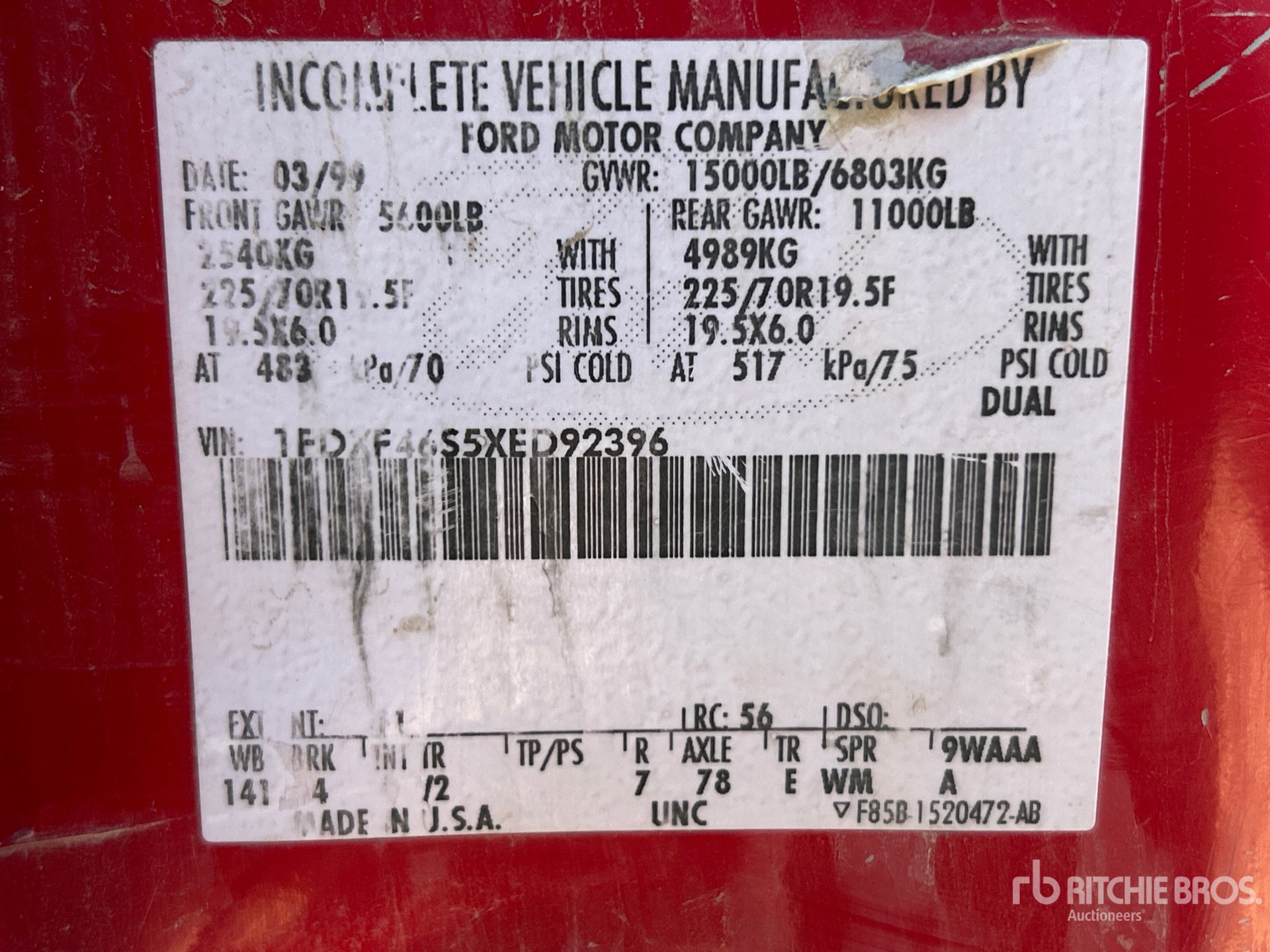 General Appearance with Serial Number / VIN