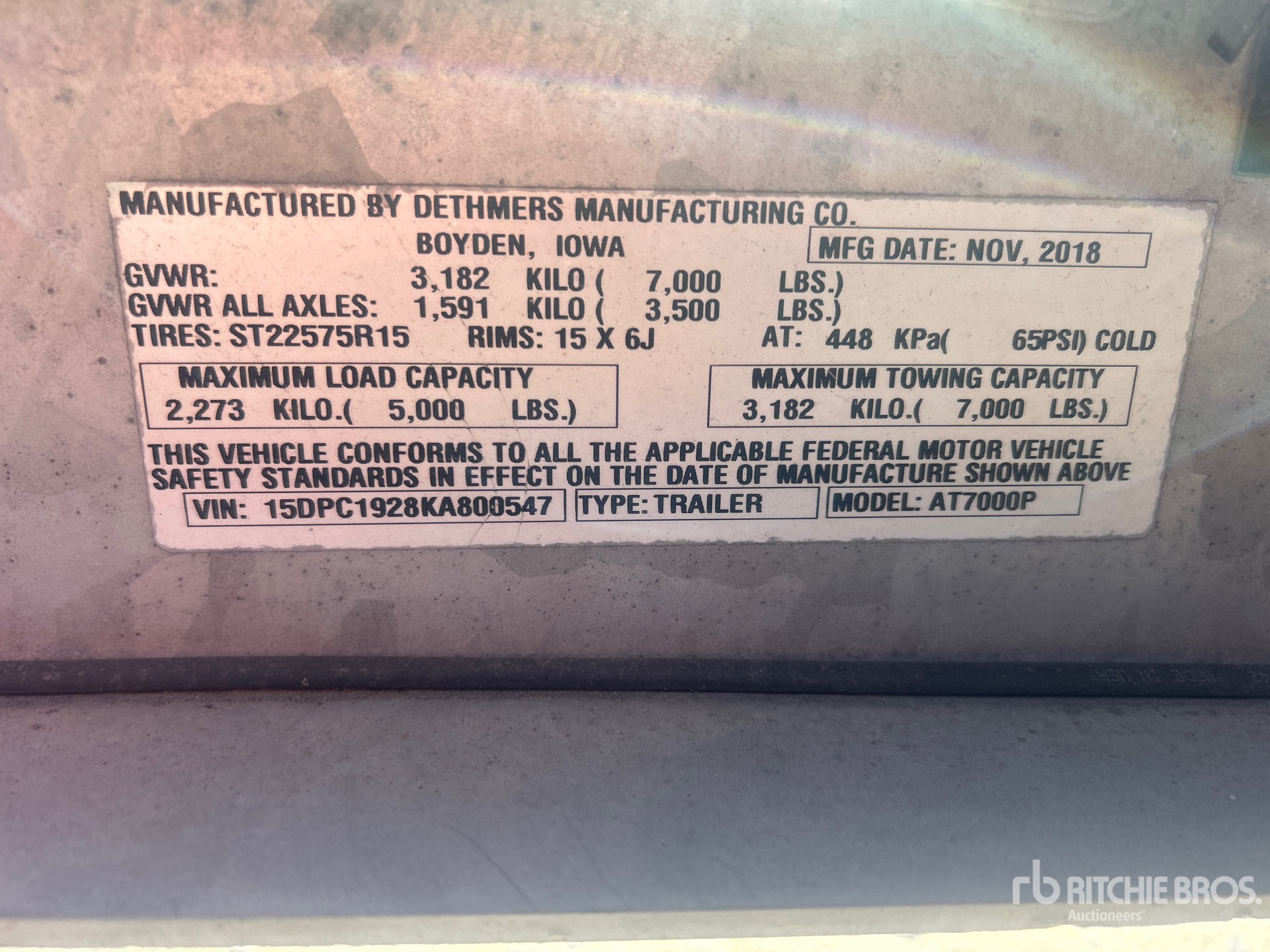 General Appearance with N.º de serie/VIN