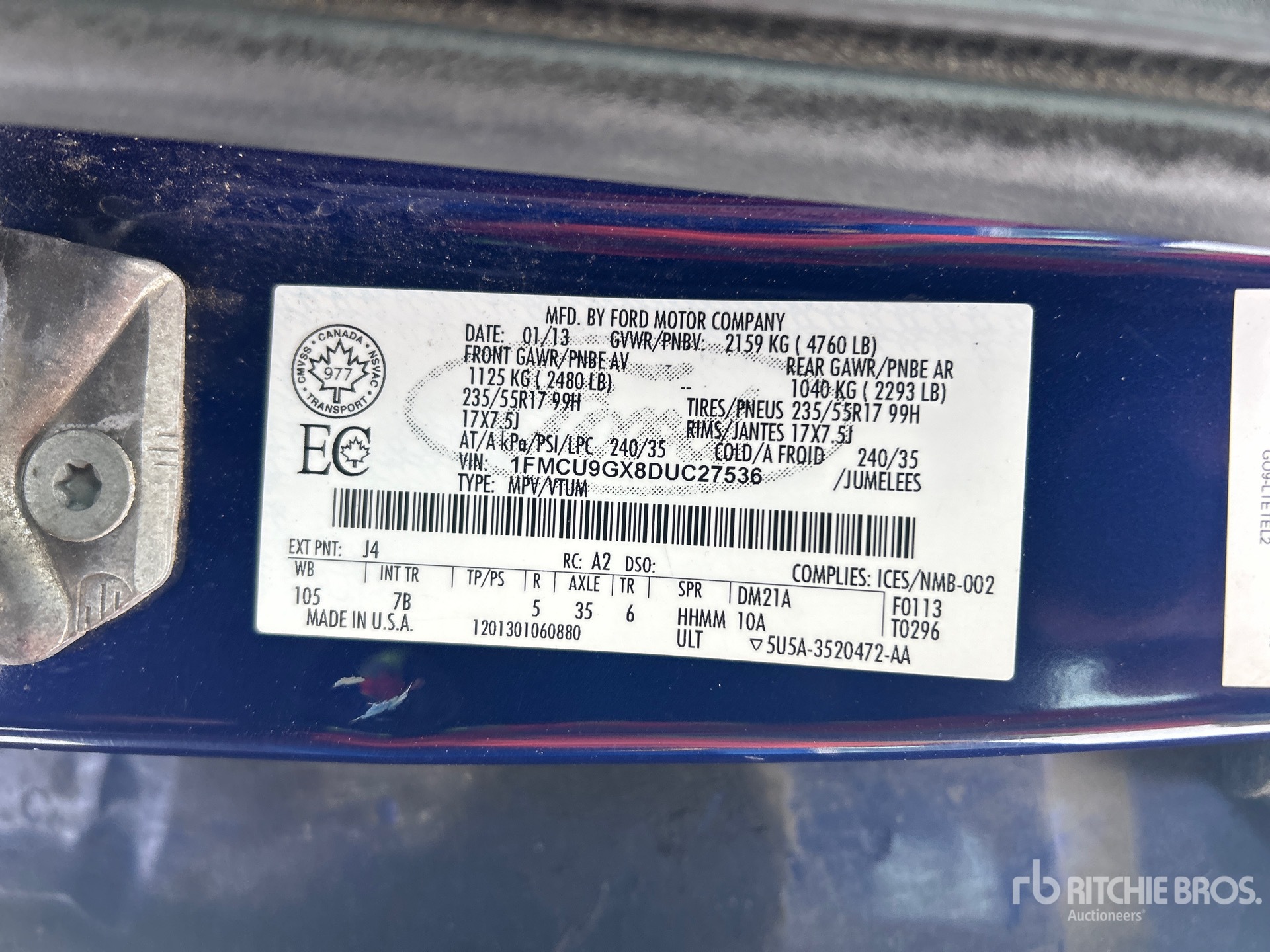 General Appearance with Serial Number / VIN