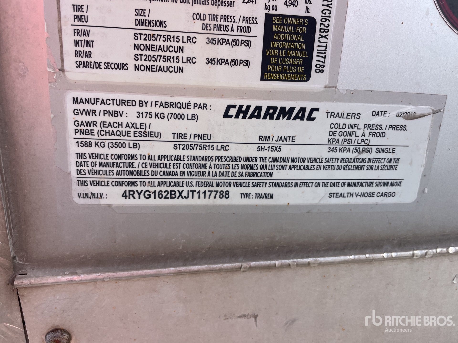 General Appearance with Serial Number / VIN