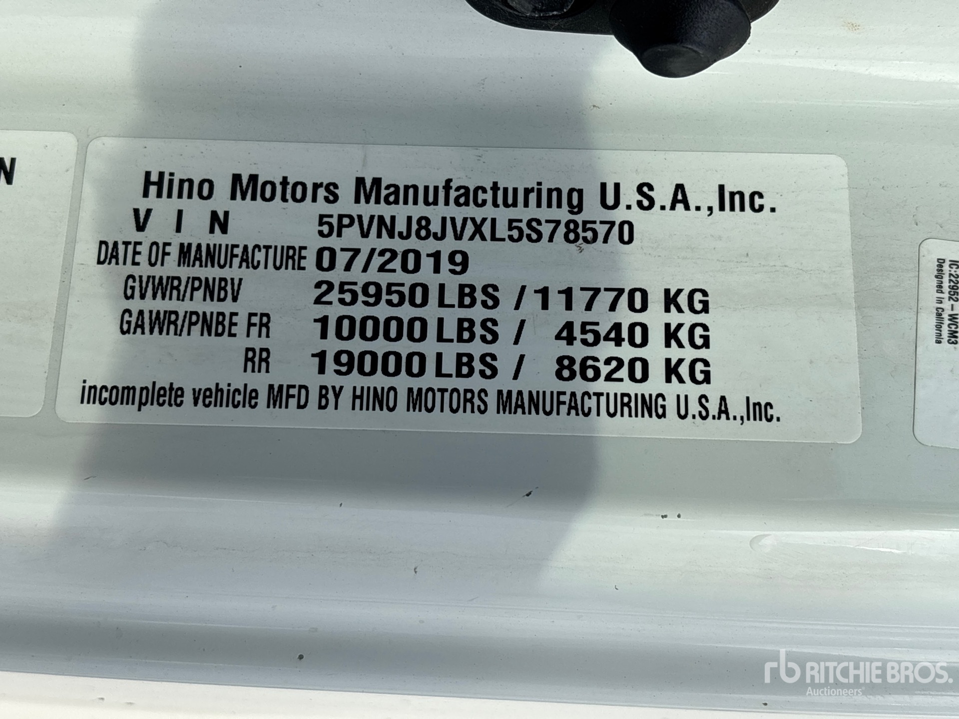 General Appearance with Serial Number / VIN