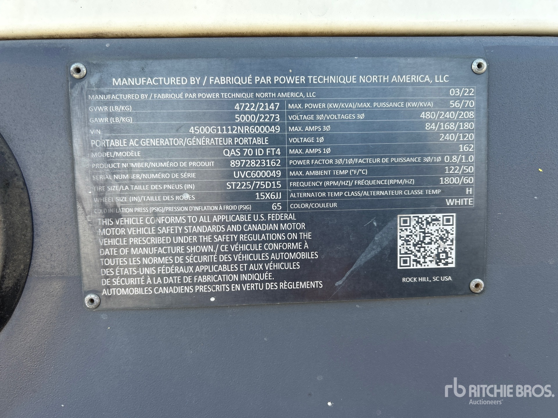 General Appearance with Serial Number / VIN