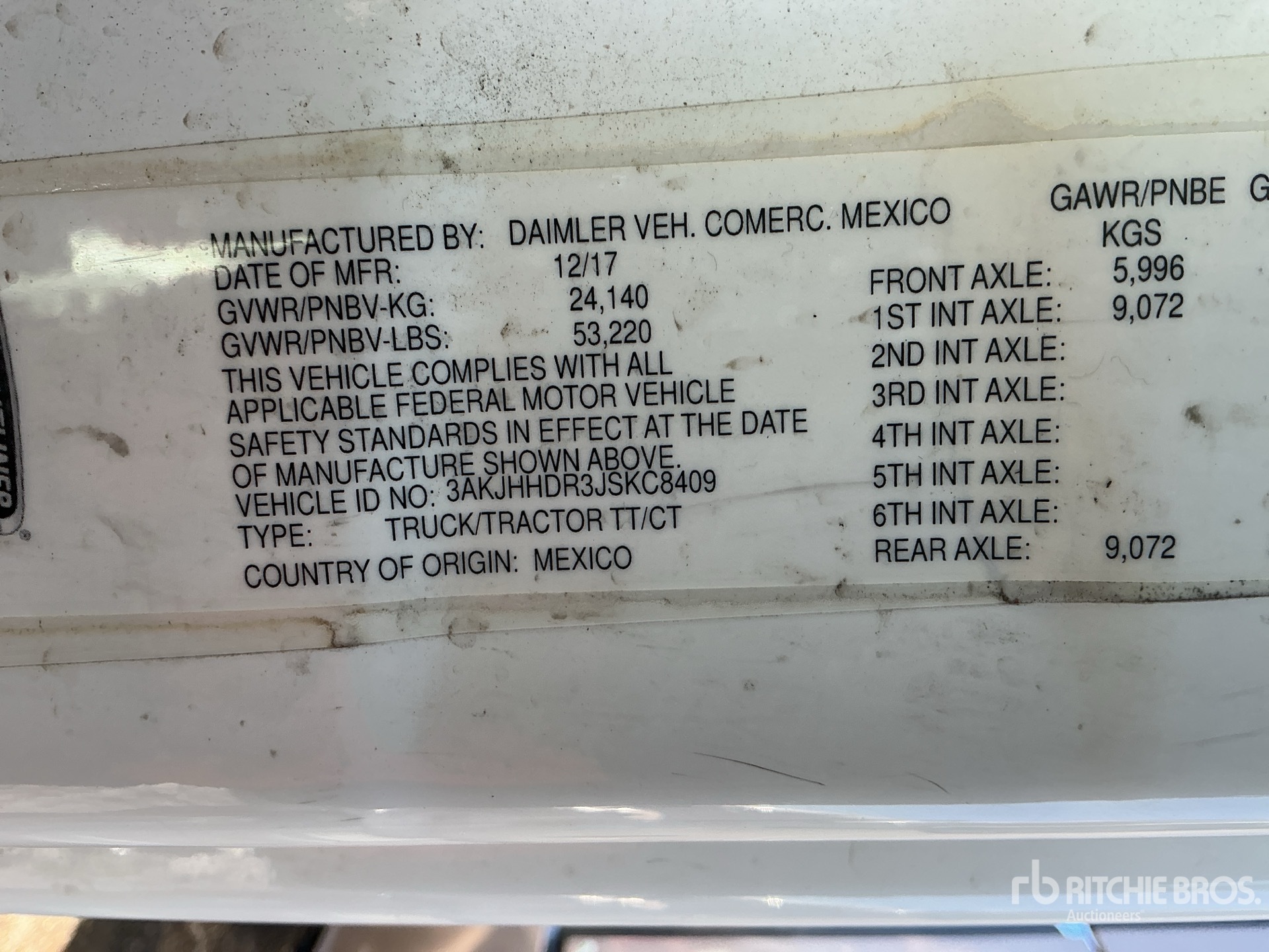 General Appearance with Serial Number / VIN