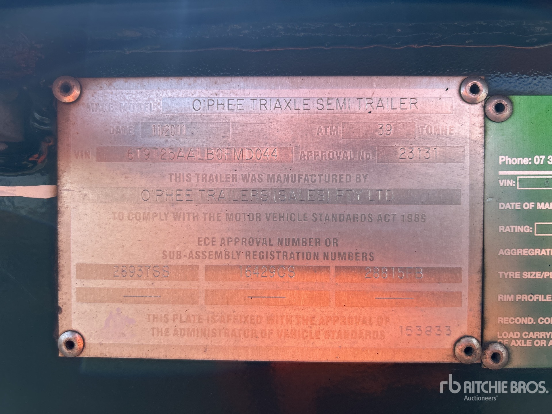 General Appearance with Serial Number / VIN