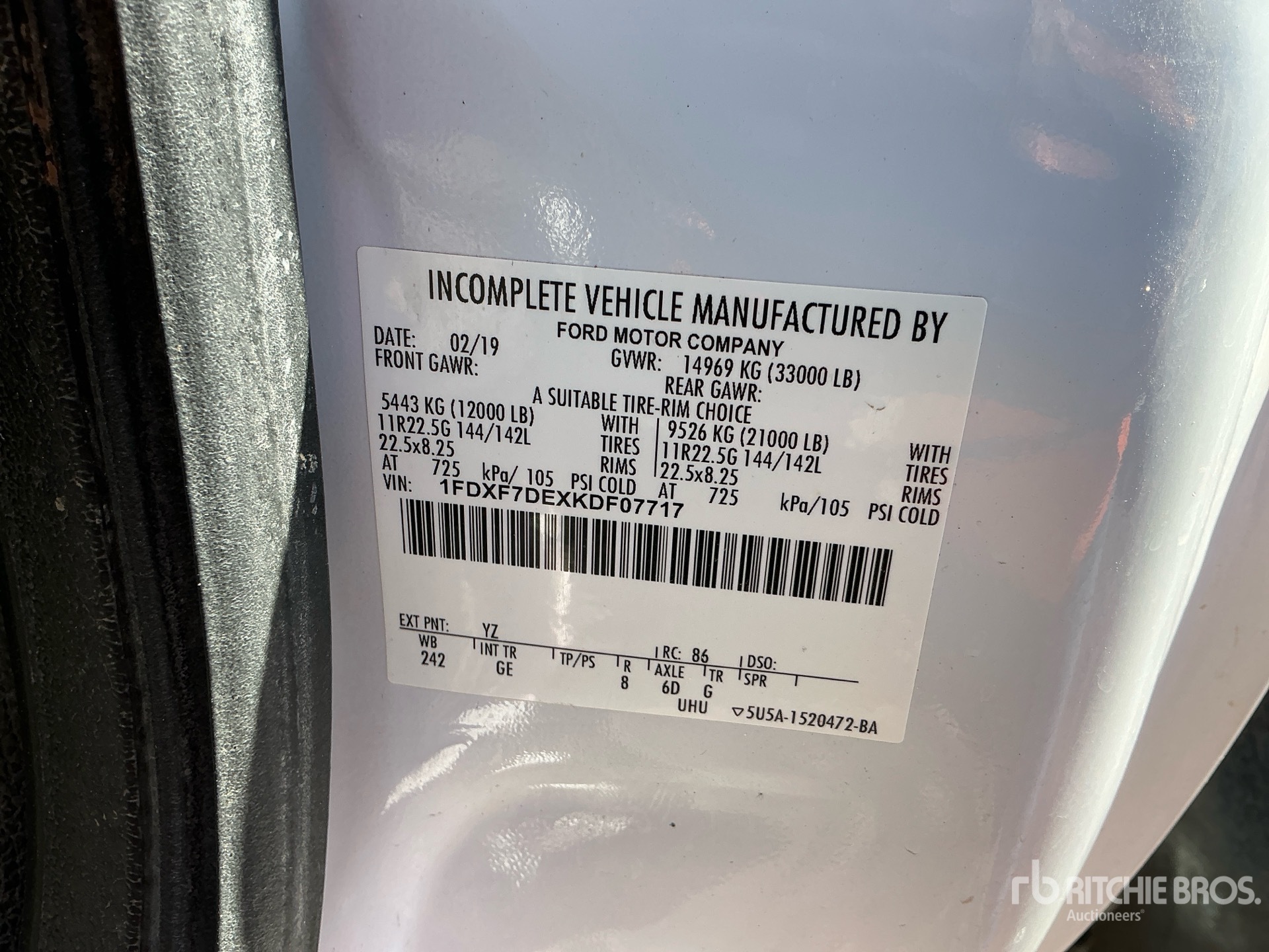 General Appearance with Serial Number / VIN