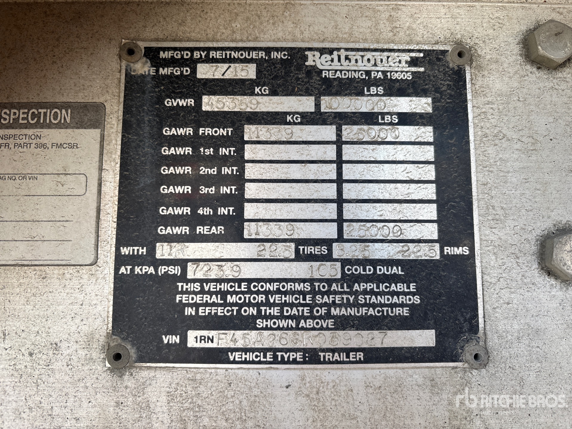 General Appearance with Serial Number / VIN