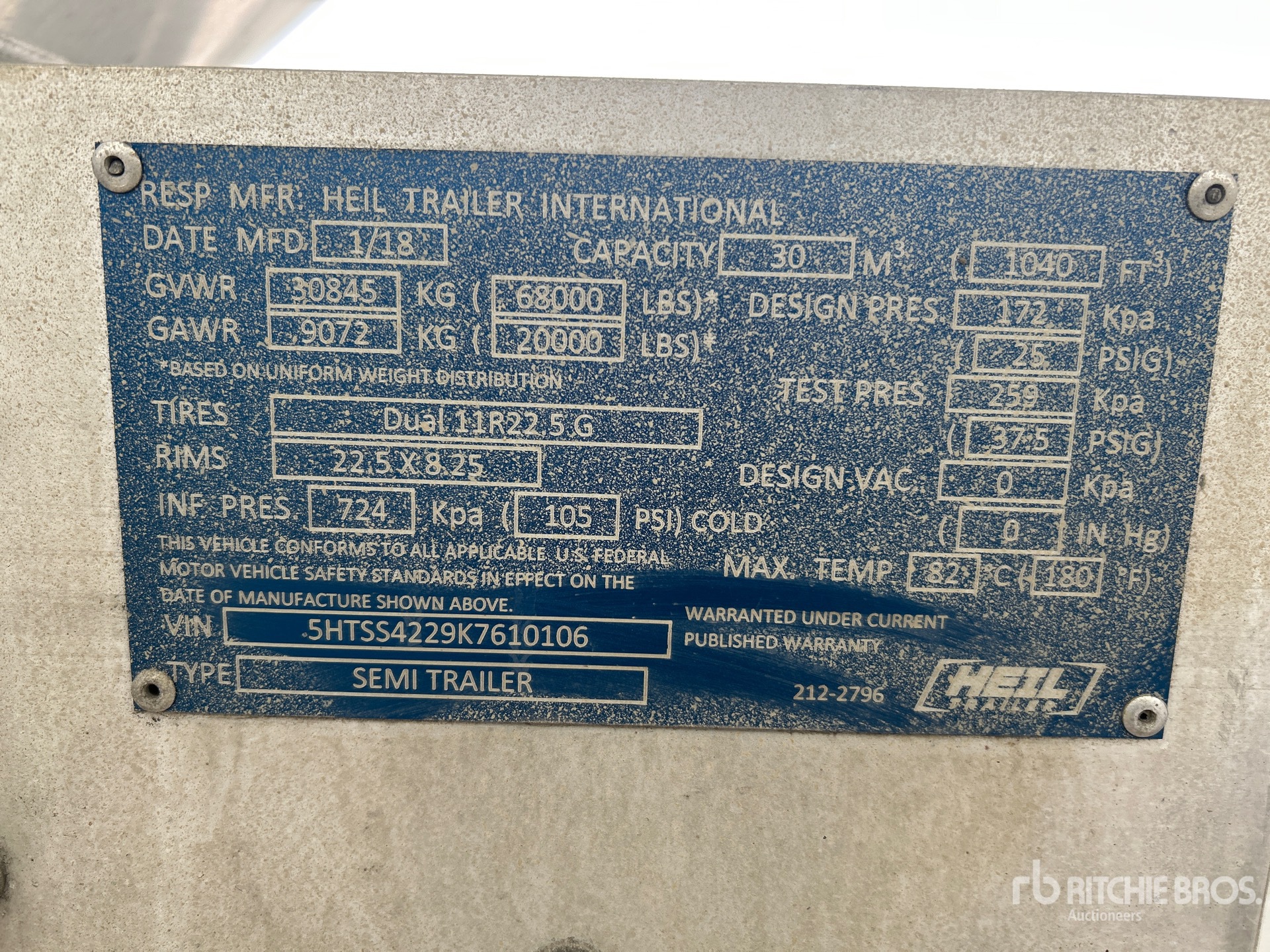 General Appearance with Serial Number / VIN