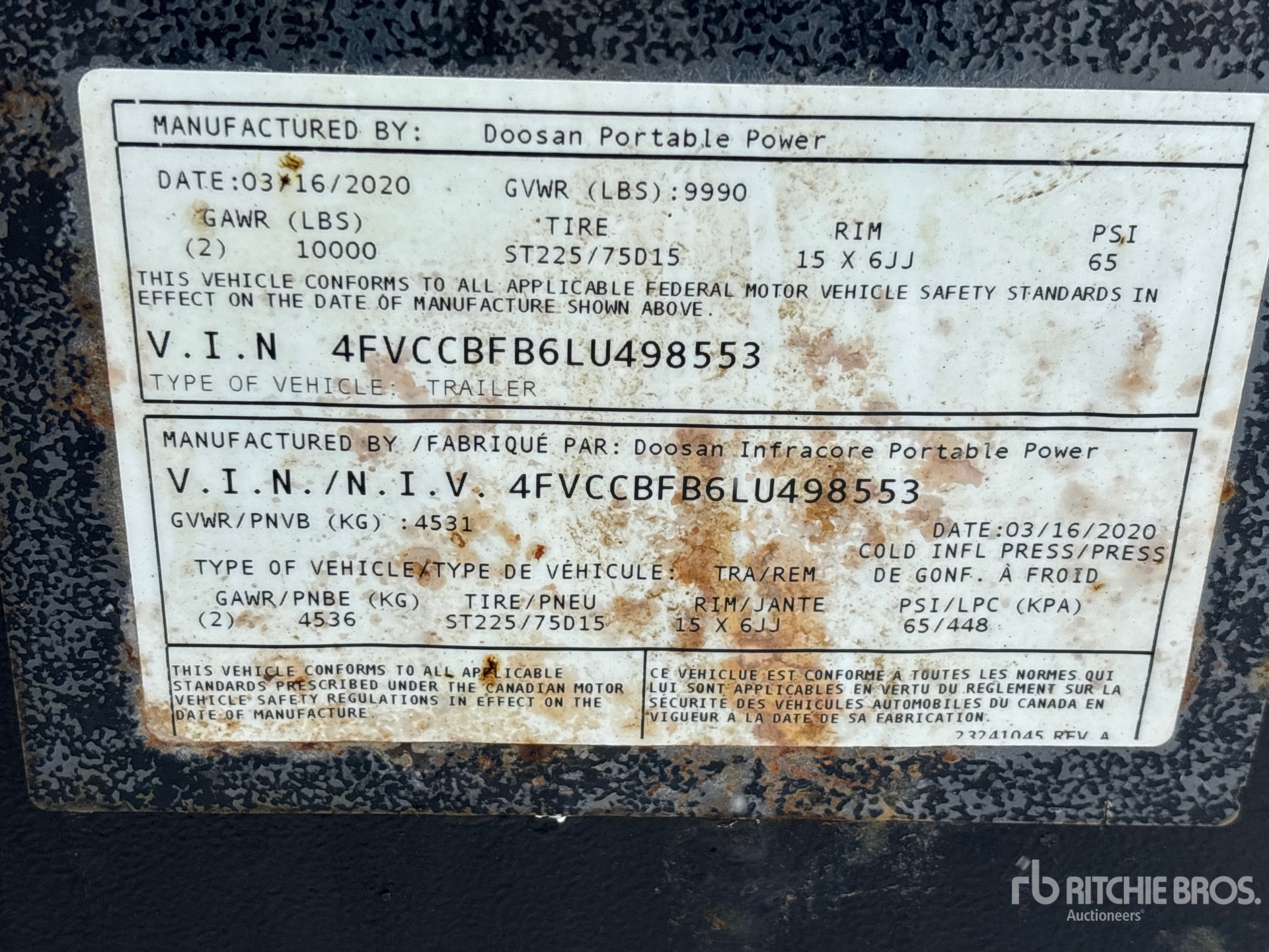 General Appearance with Serial Number / VIN