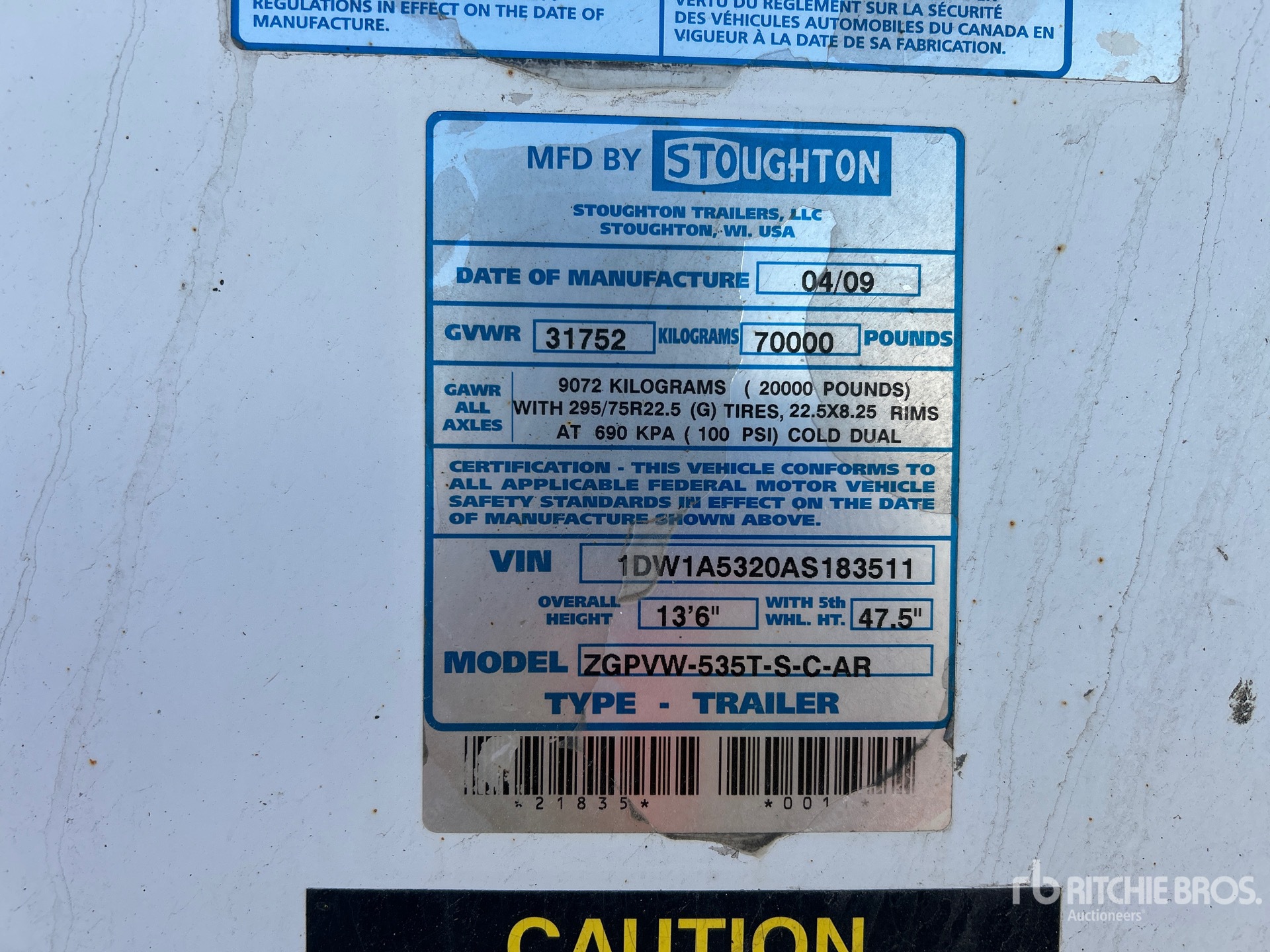 General Appearance with Serial Number / VIN