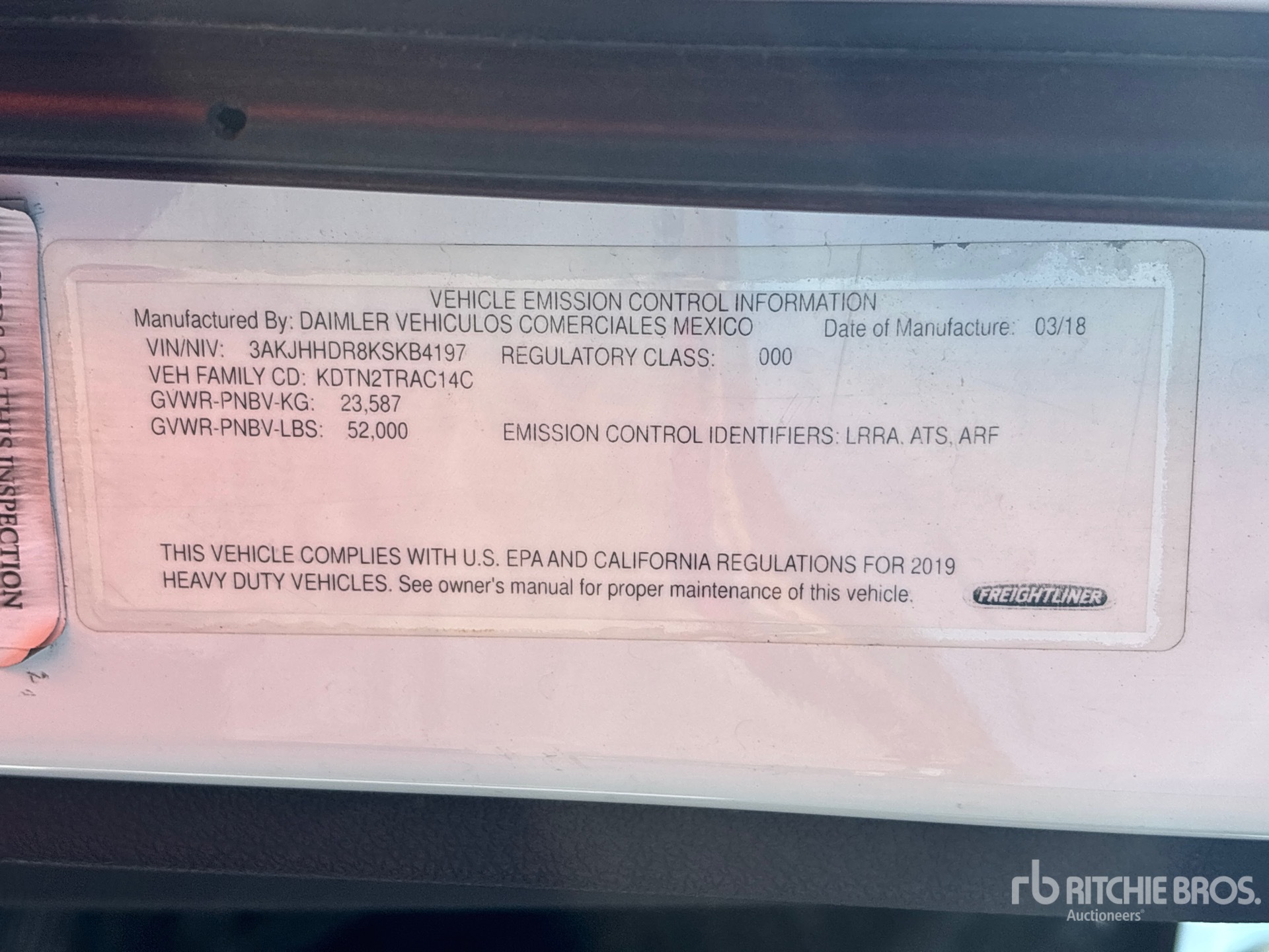 General Appearance with Serial Number / VIN