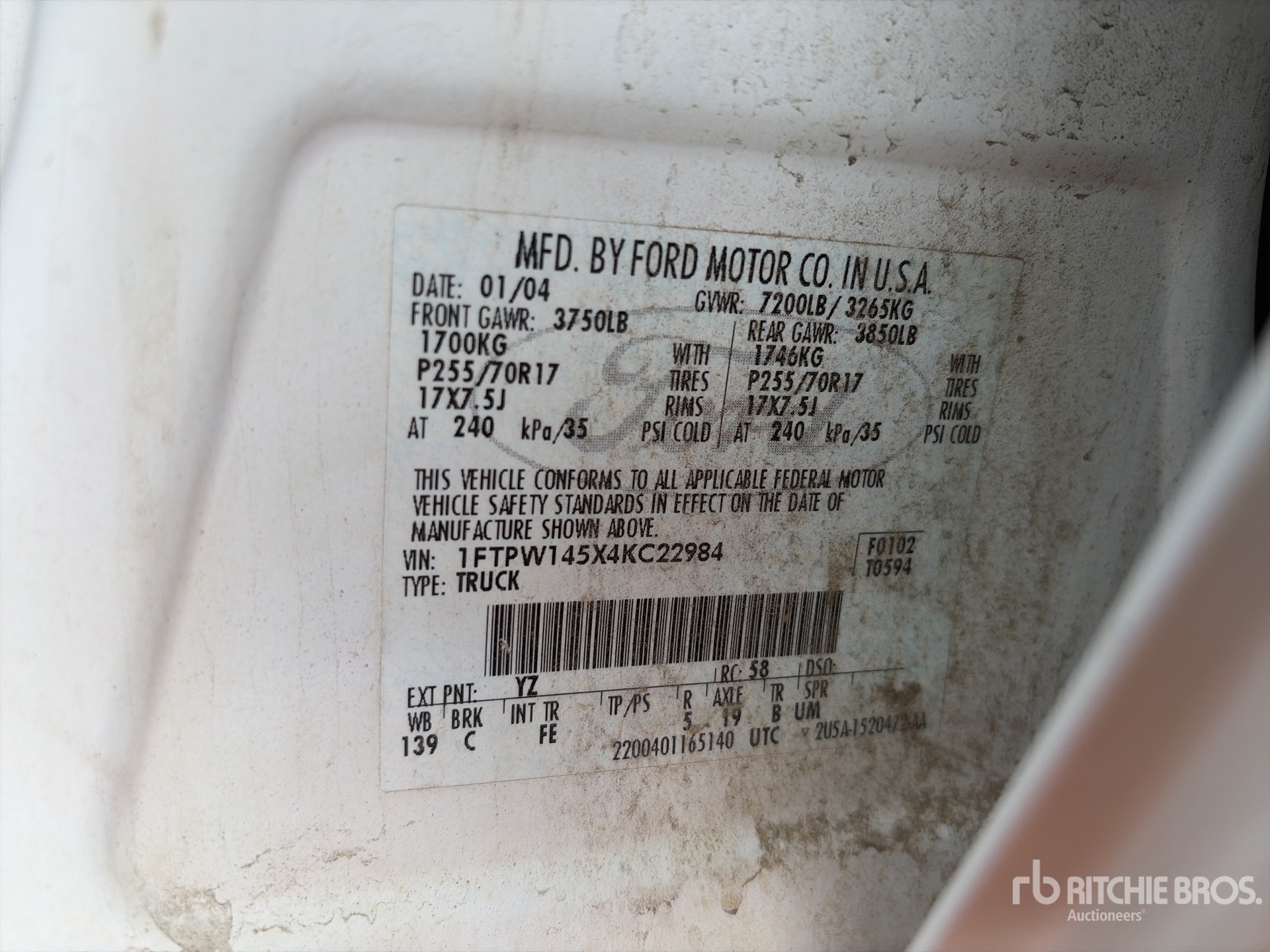 General Appearance with Serial Number / VIN