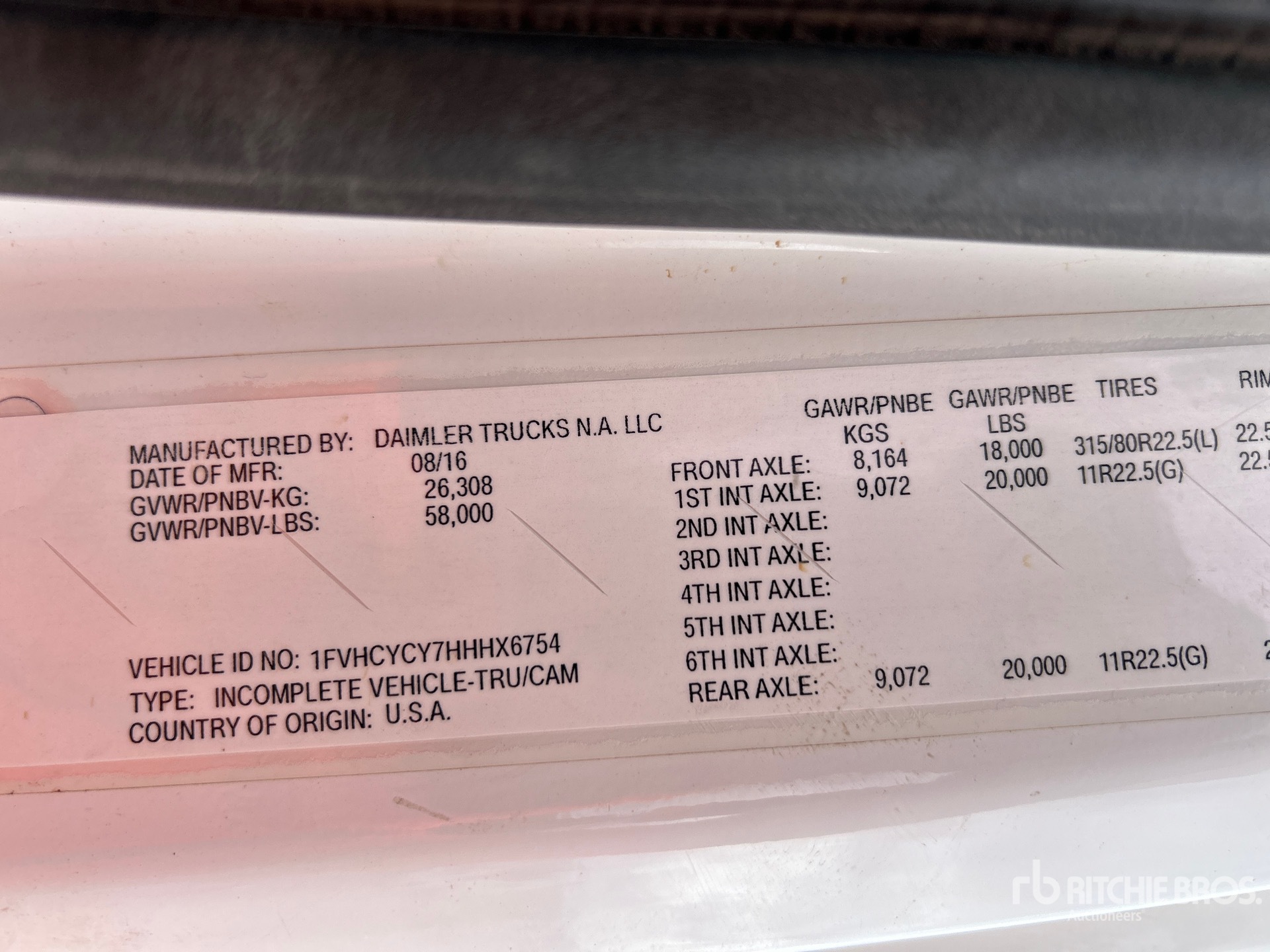 General Appearance with Serial Number / VIN