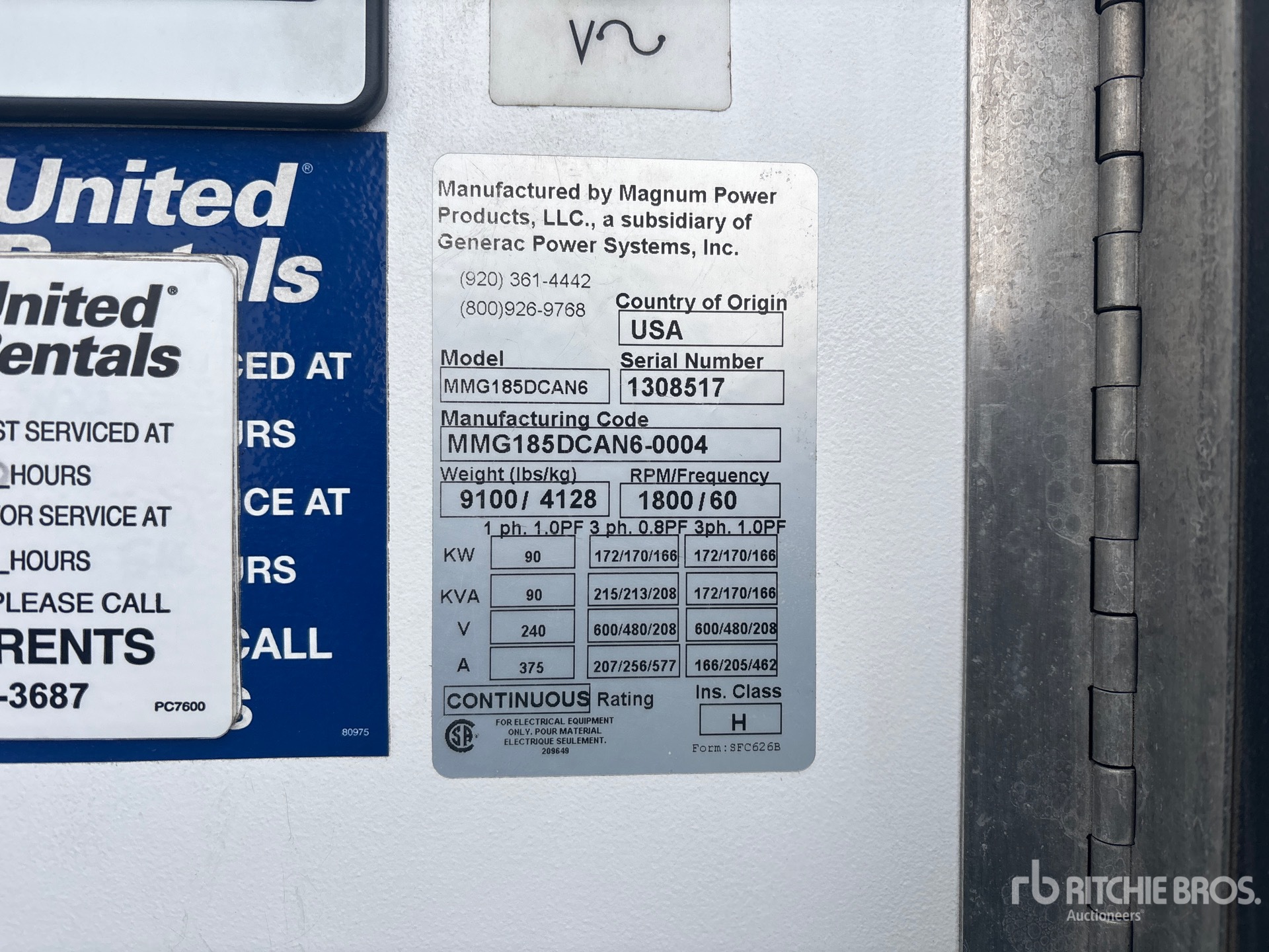 General Appearance with Unit Serial Number