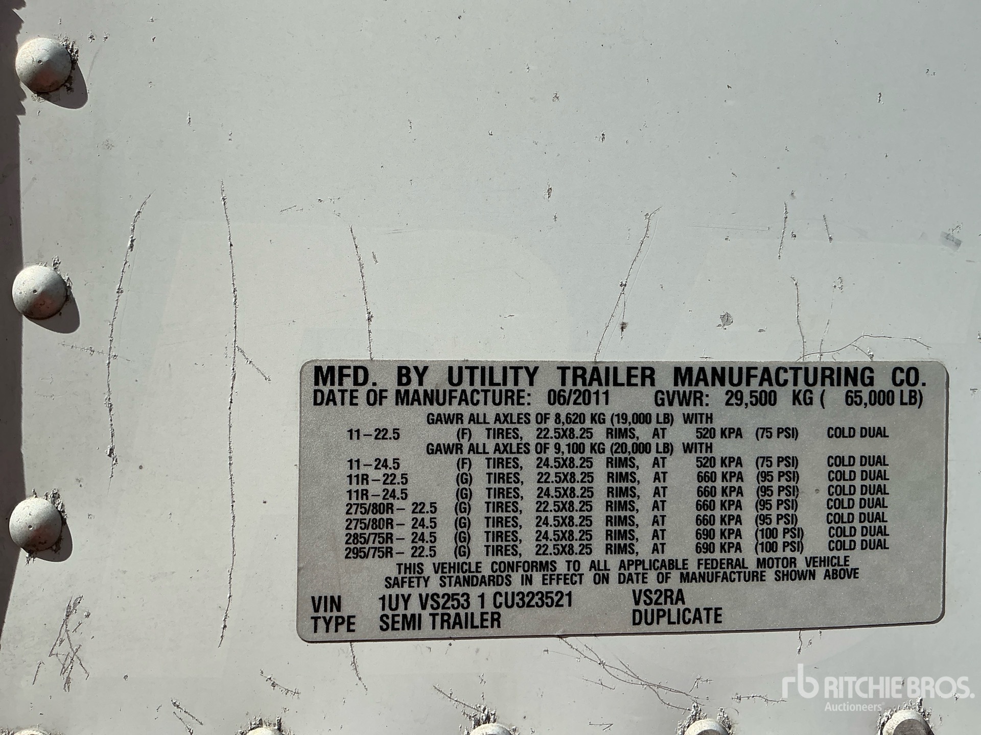 General Appearance with Serial Number / VIN