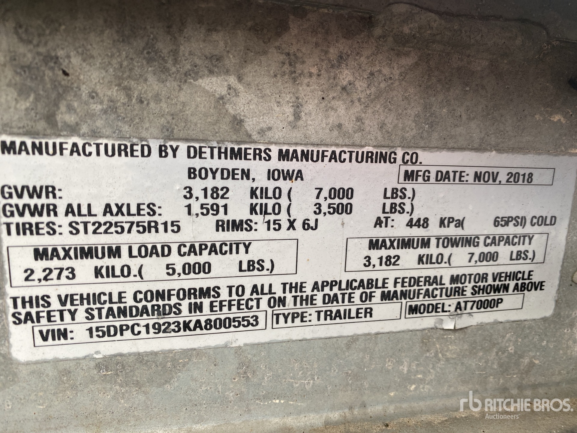 General Appearance with Serial Number / VIN