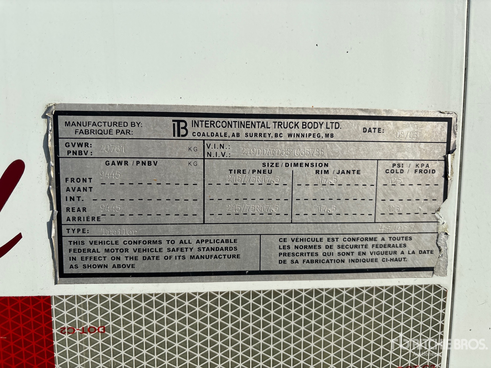 General Appearance with N.º de serie/VIN