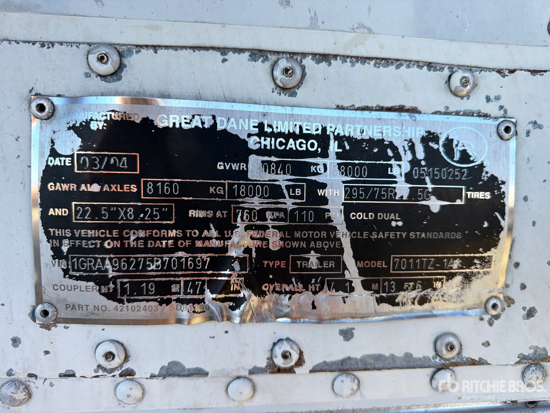 General Appearance with Serial Number / VIN