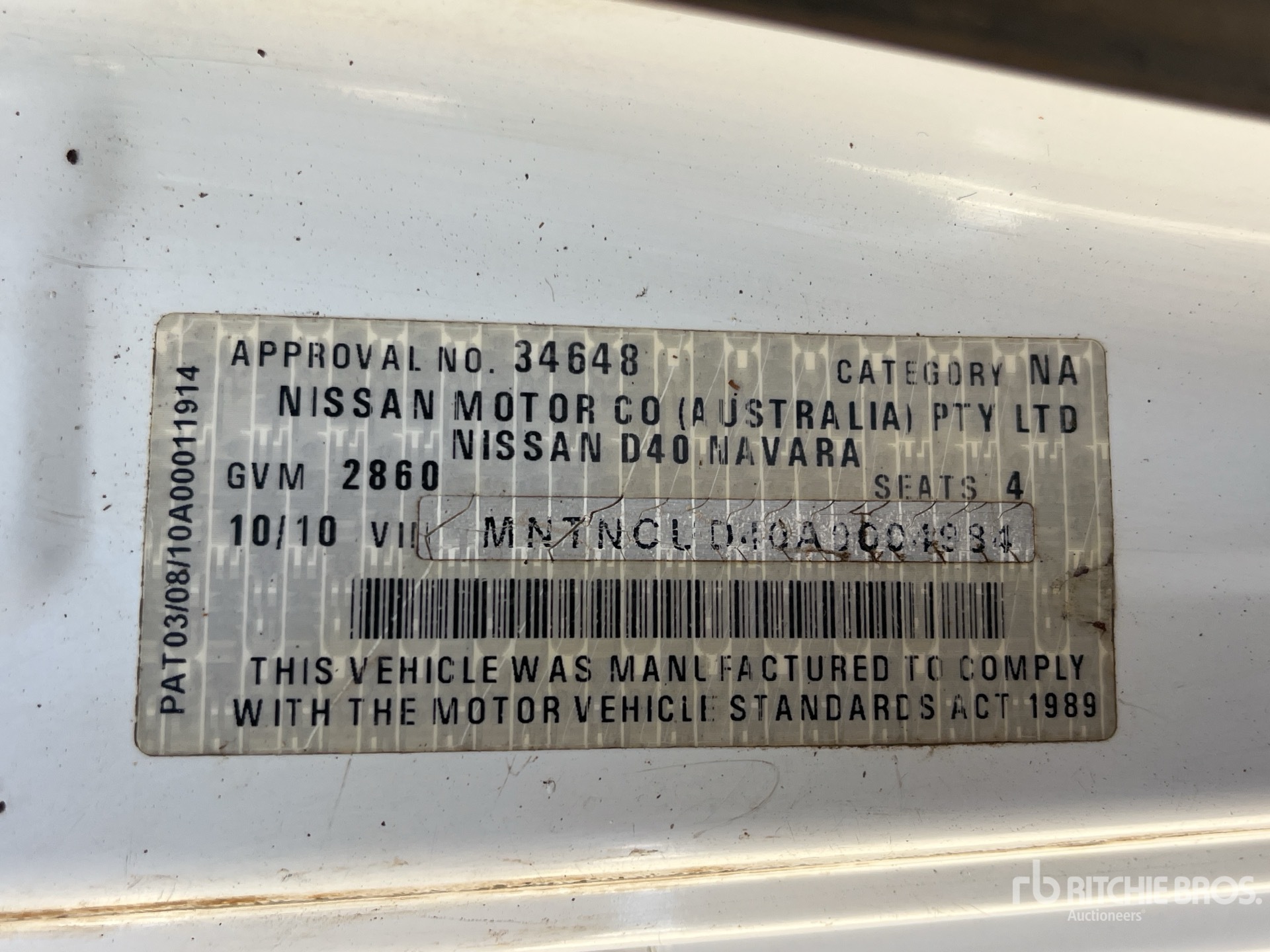 General Appearance with Serial Number / VIN