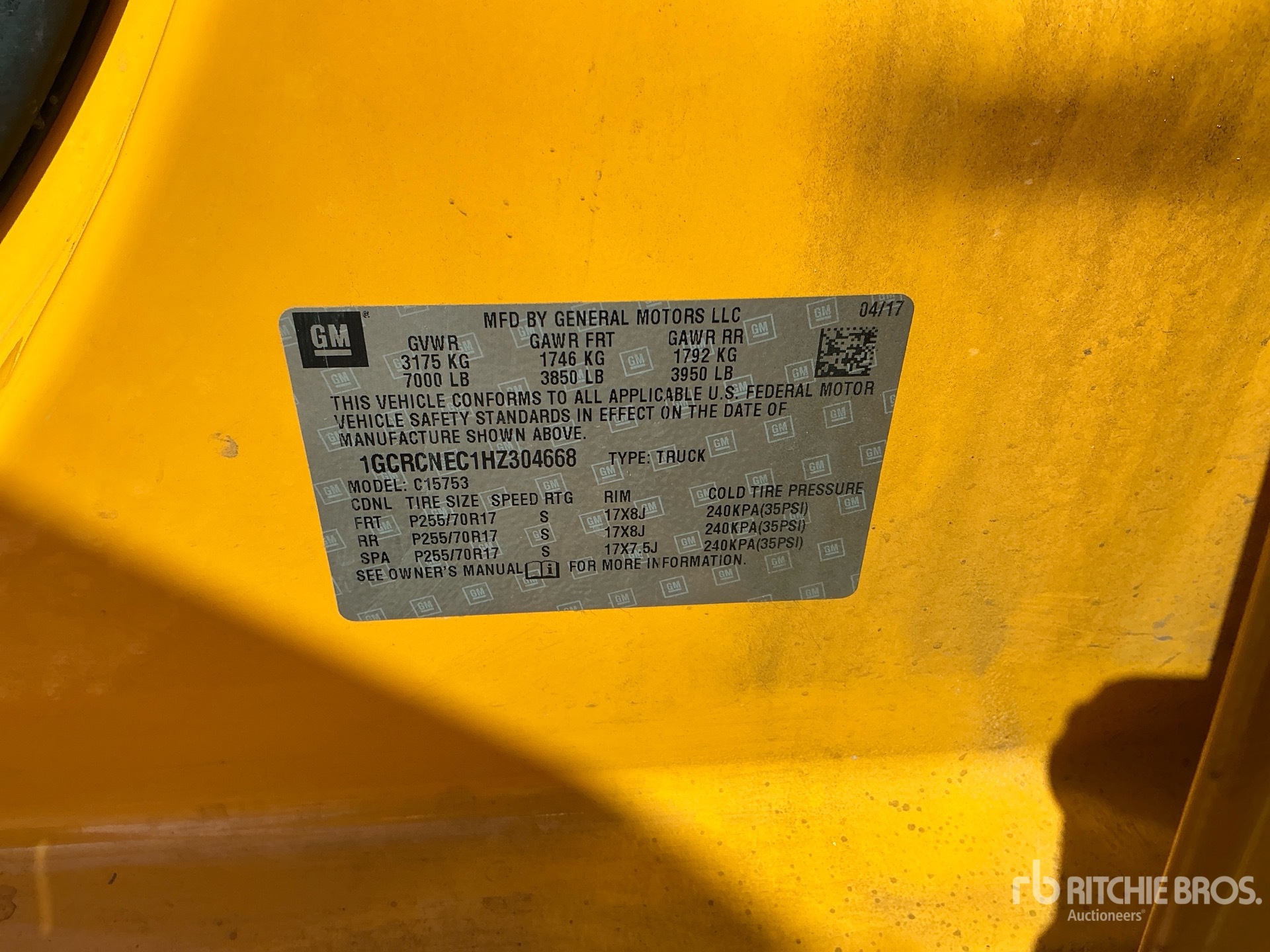 General Appearance with Serial Number / VIN