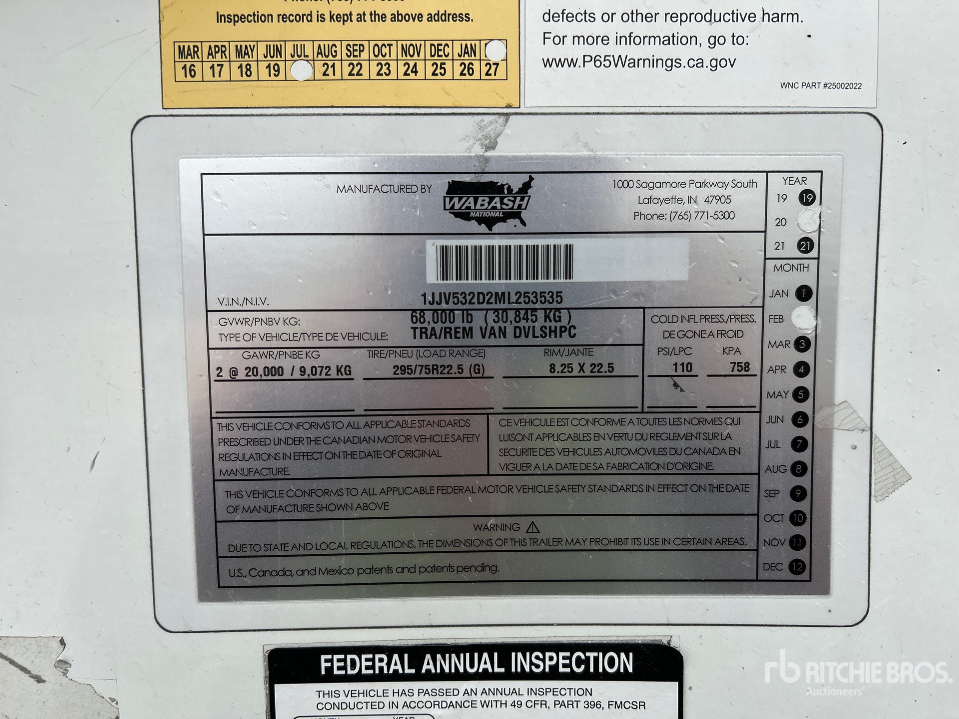 General Appearance with Serial Number / VIN