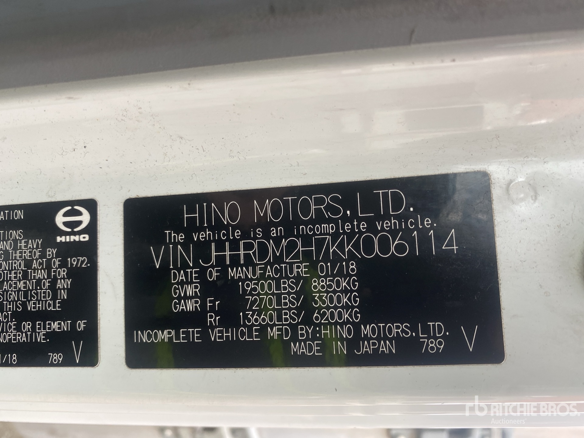 General Appearance with Serial Number / VIN