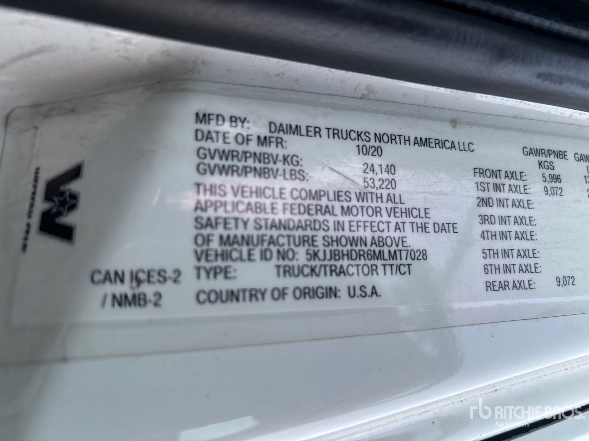 General Appearance with Serial Number / VIN