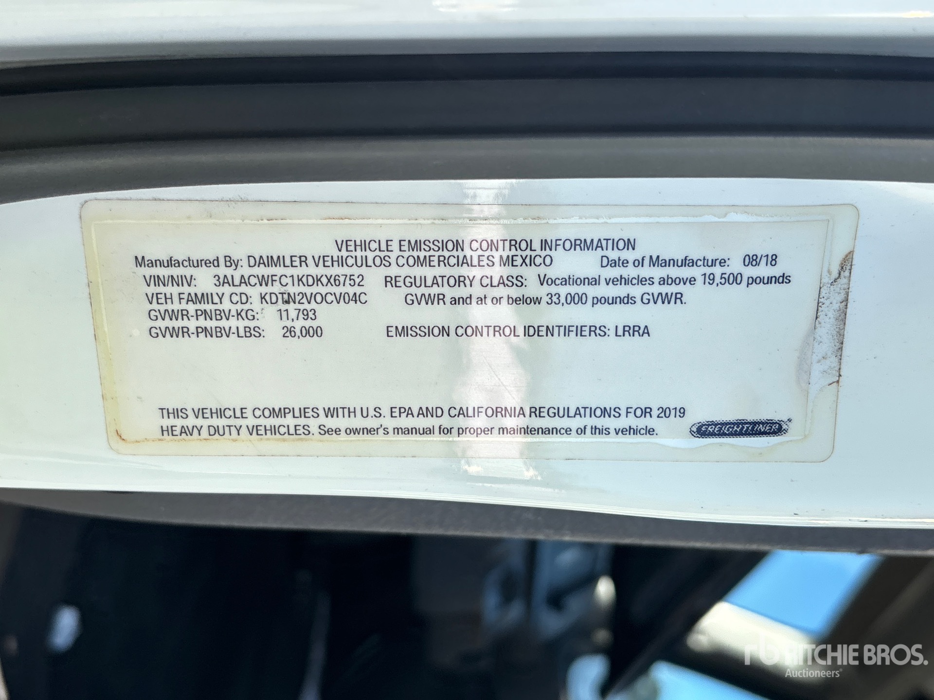 General Appearance with Serial Number / VIN