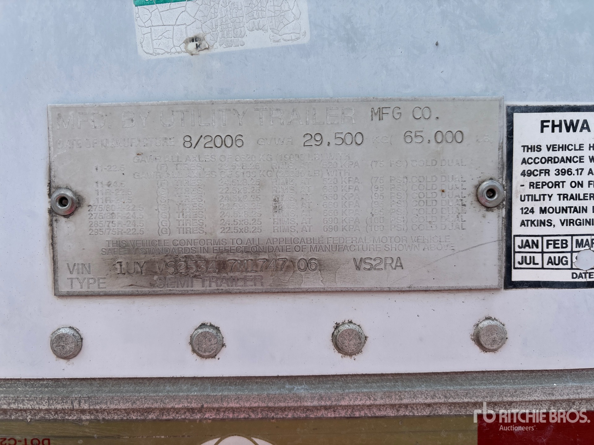 General Appearance with Serial Number / VIN