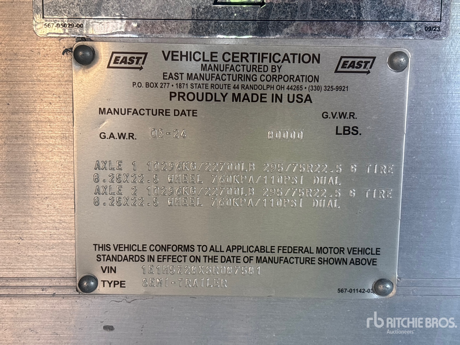 General Appearance with Serial Number / VIN