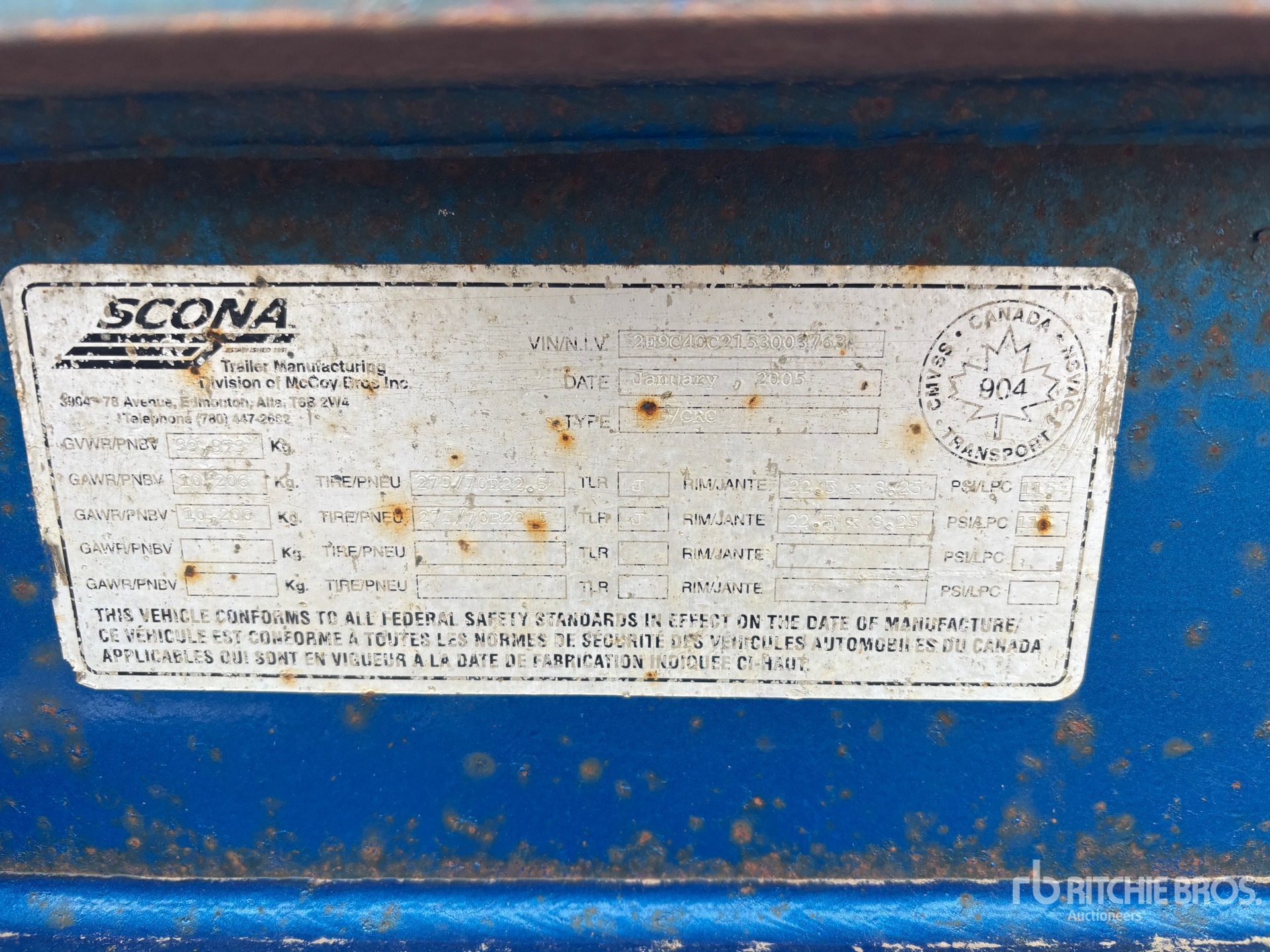 General Appearance with Serial Number / VIN