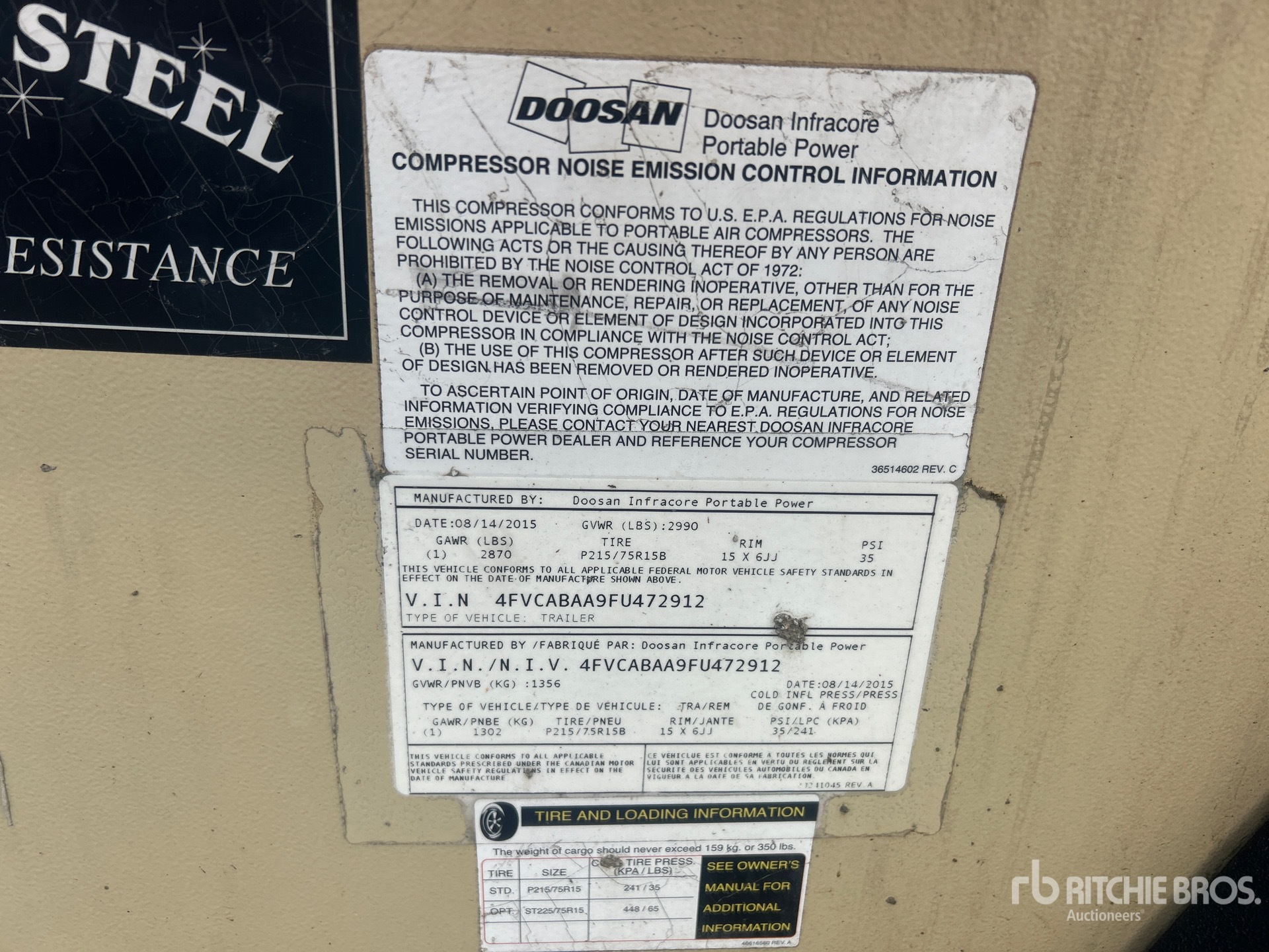 General Appearance with Serial Number / VIN