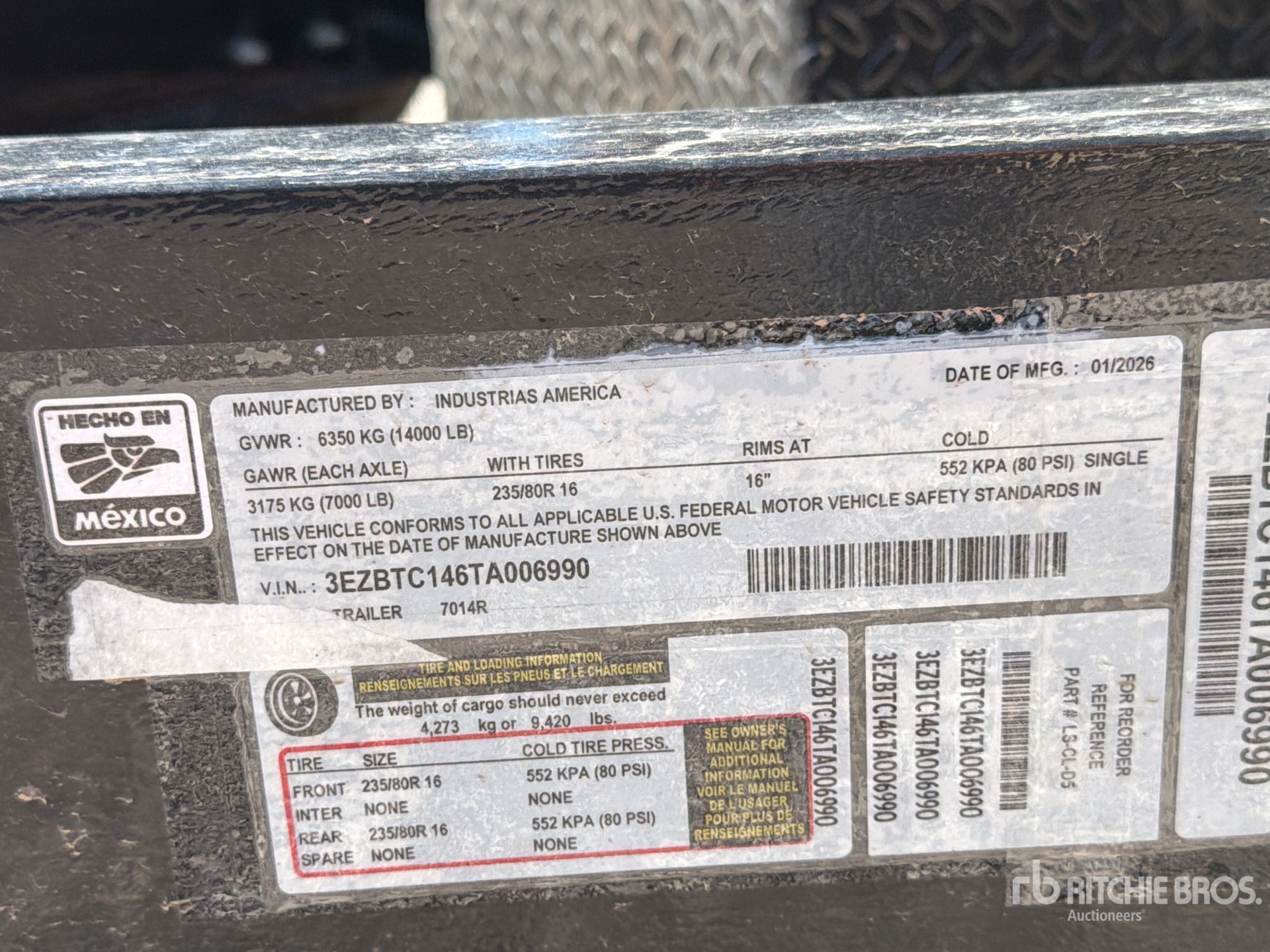 General Appearance with Serial Number / VIN