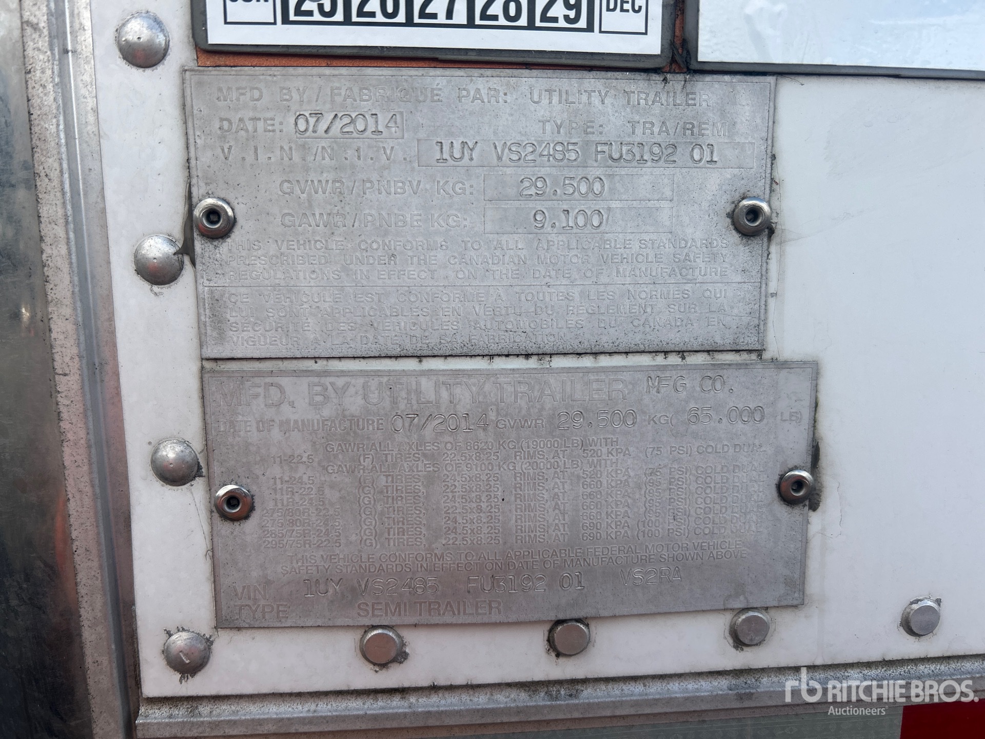 General Appearance with Serial Number / VIN