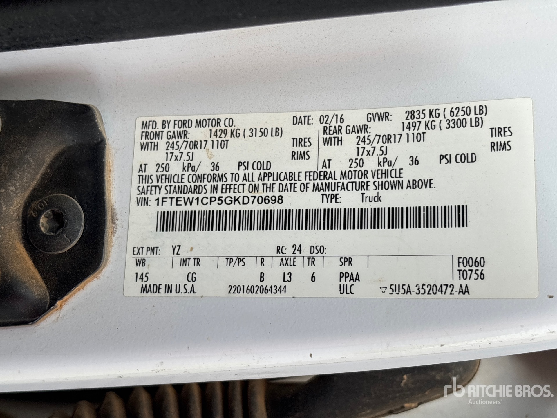 General Appearance with Serial Number / VIN