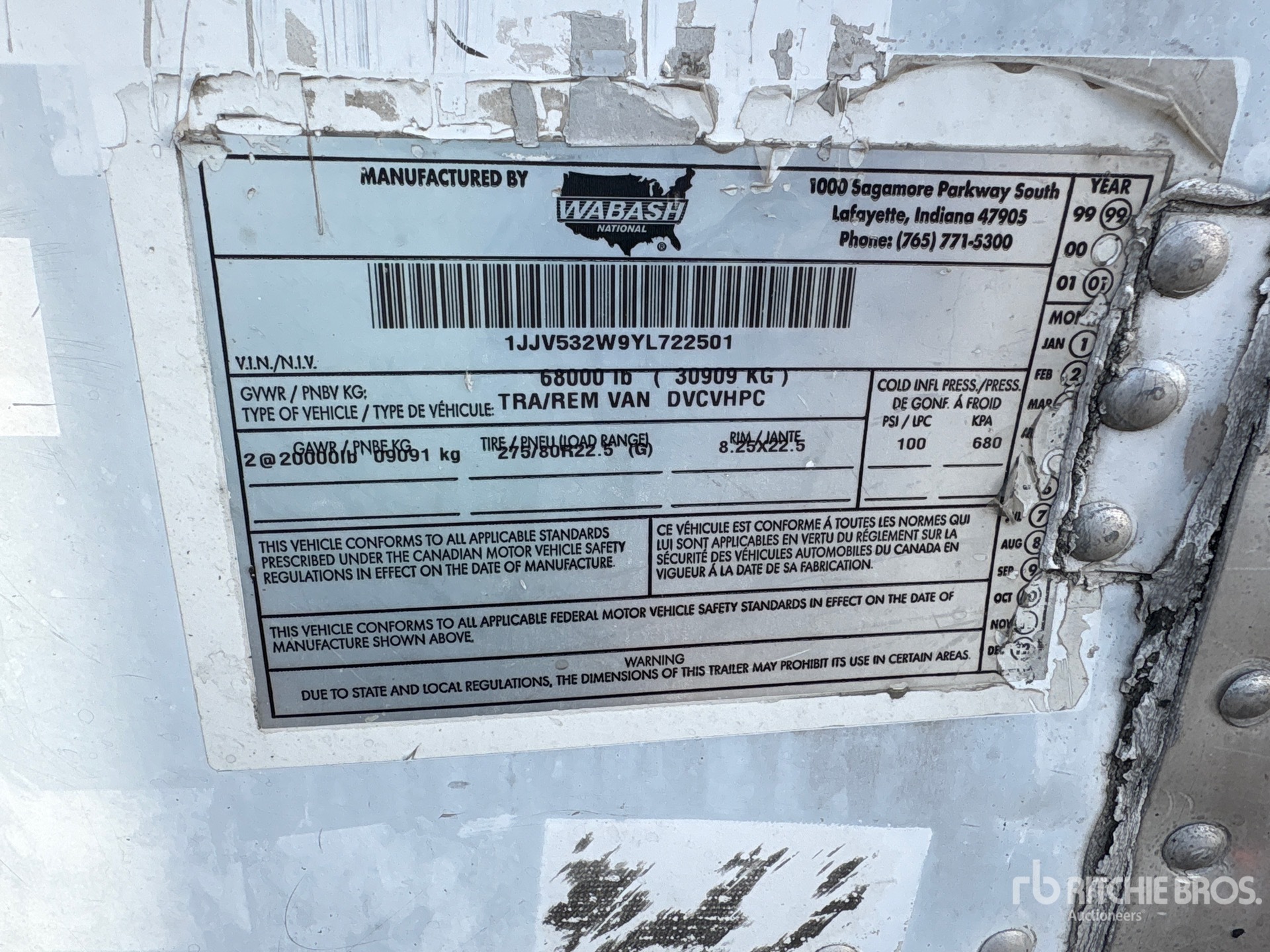 General Appearance with Serial Number / VIN